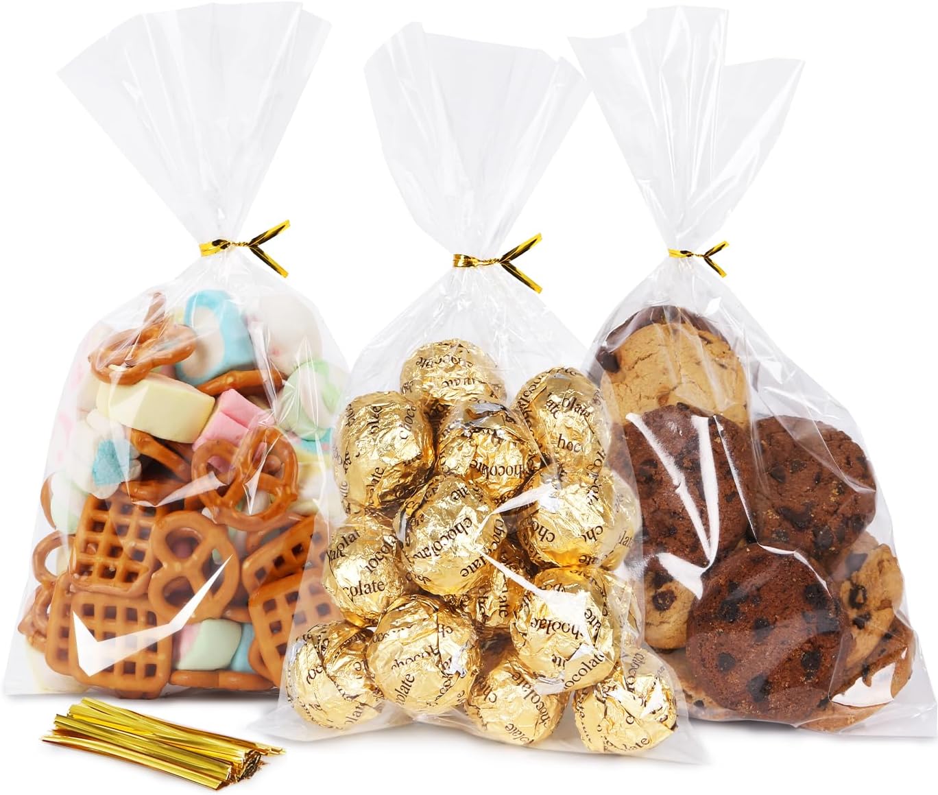 SUREHOME Cellophane Bags 100 Pack Clear Cellophane Treat Bags 6x10 In Cello Cand...