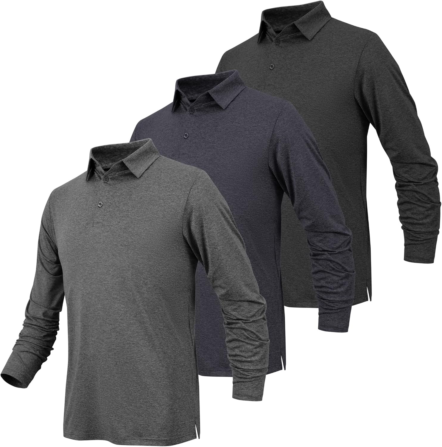 BALENNZ Long Sleeve Polo Shirts for Men Moisture Wicking Mens Long Sleeve Polo S...