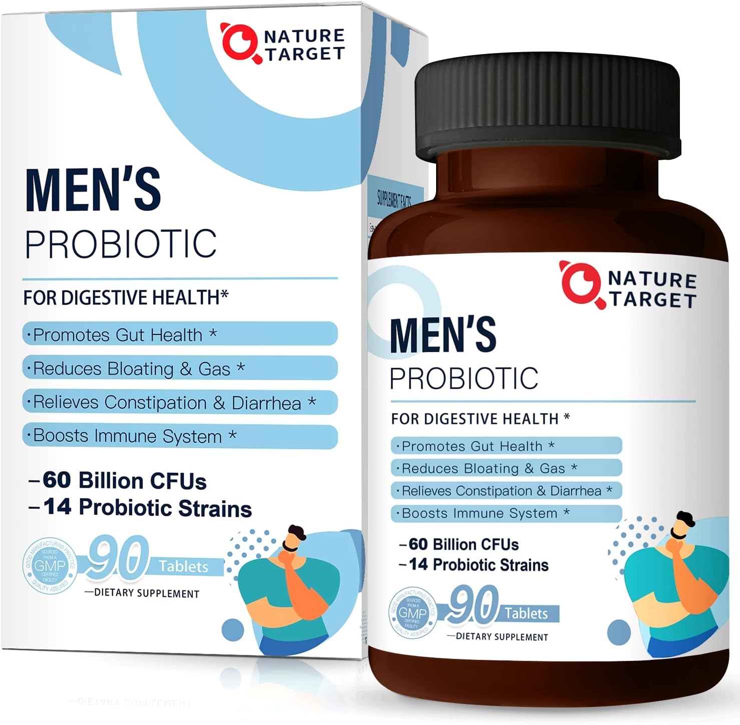 NATURE TARGET Probiotics for Men with Men Care Supplement, Prebiotics & Probioti...