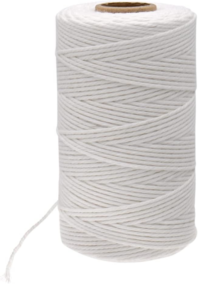 G2PLUS White Cotton String Twine, 100M Gift Wrapping Bakers String, 2MM Handicra...