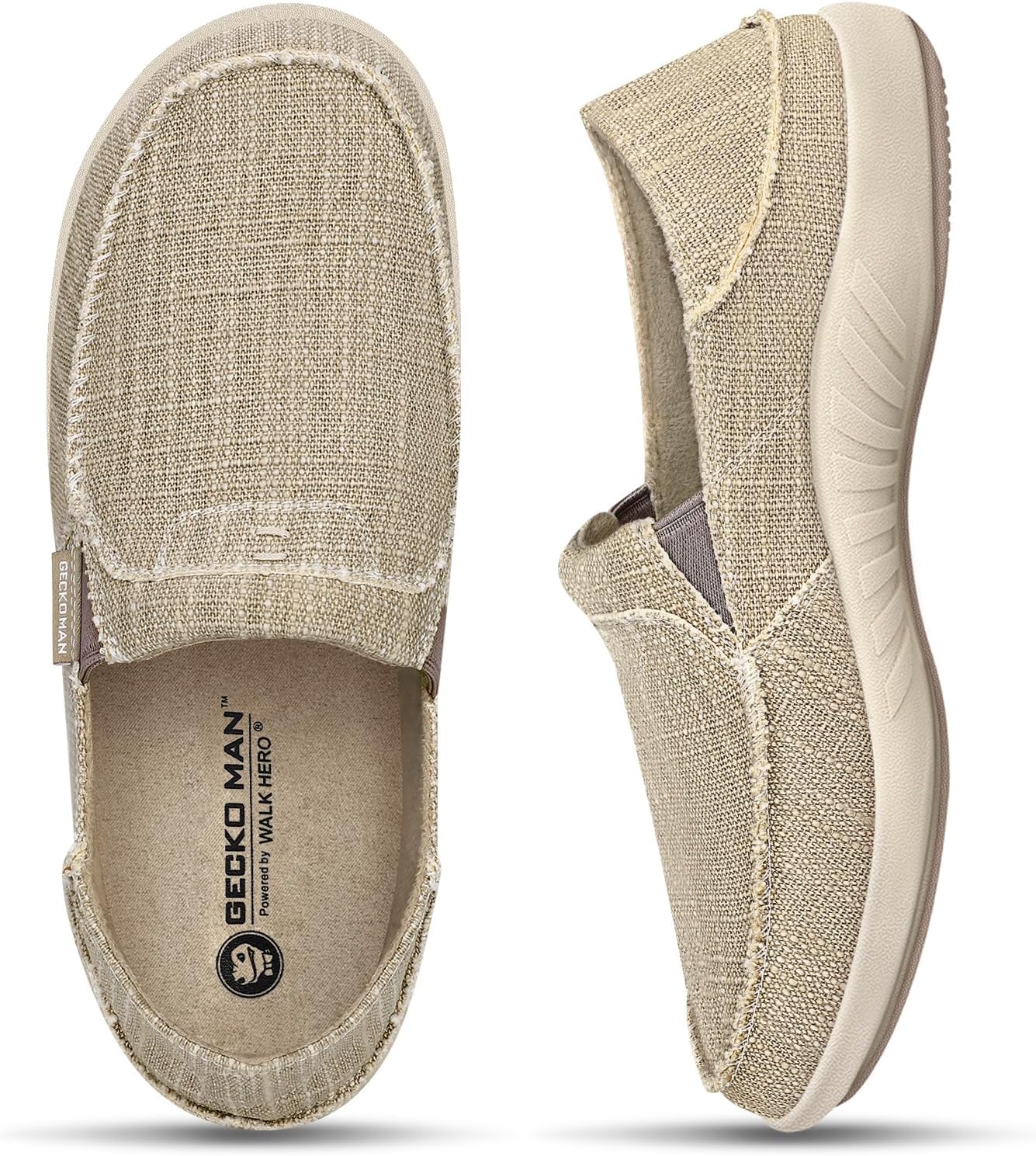 Mens Slip On Shoes, Canvas Loafers with Arch Support, Orthopedic Casual Sneakers...