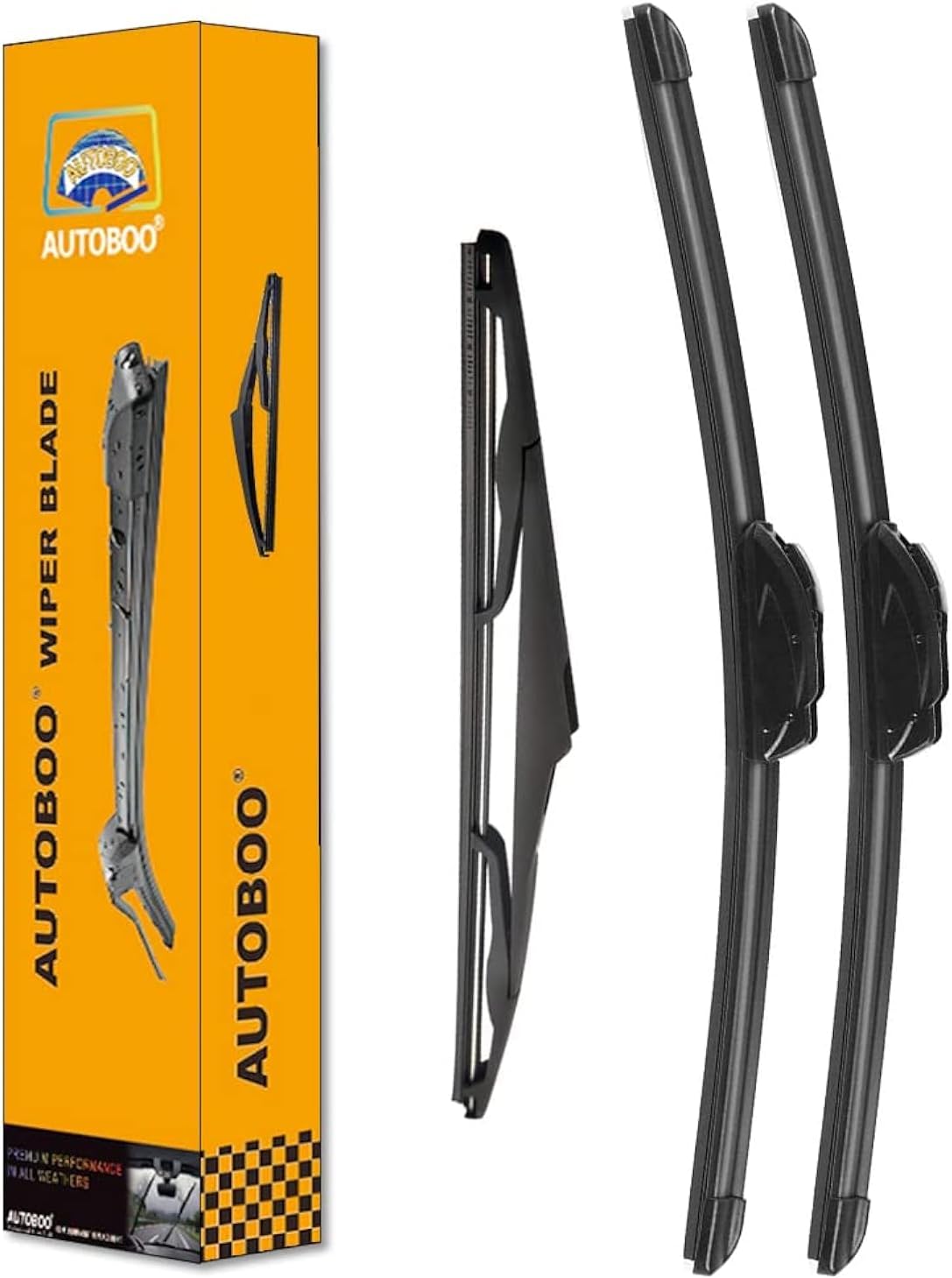 AUTOBOO 15"+15" Windshield Wipers with 13 Inch Rear Wiper Blade Replacement for...