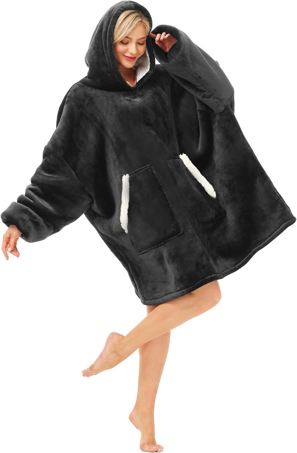 Kipswiza Oversized Sherpa Blanket Hoodie for Adult Women Men Teen - Thick Warm W...