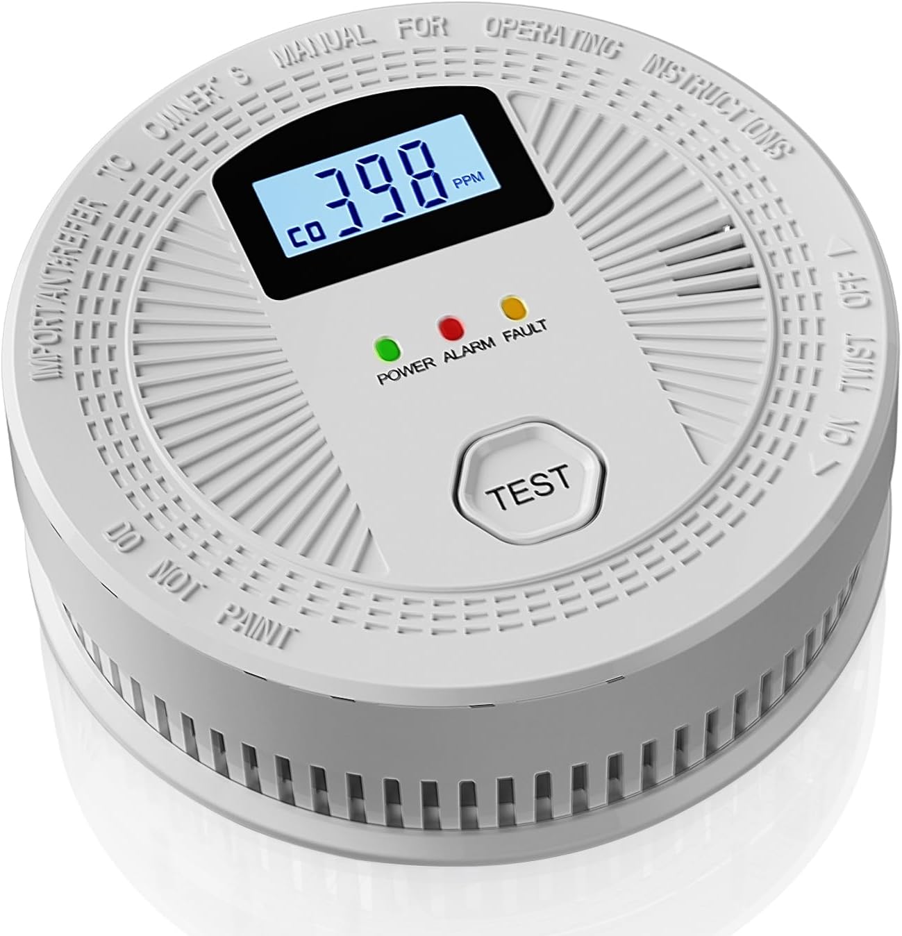 Combination Carbon Monoxide and Smoke Alarm with Digital Display, Battery Operat...