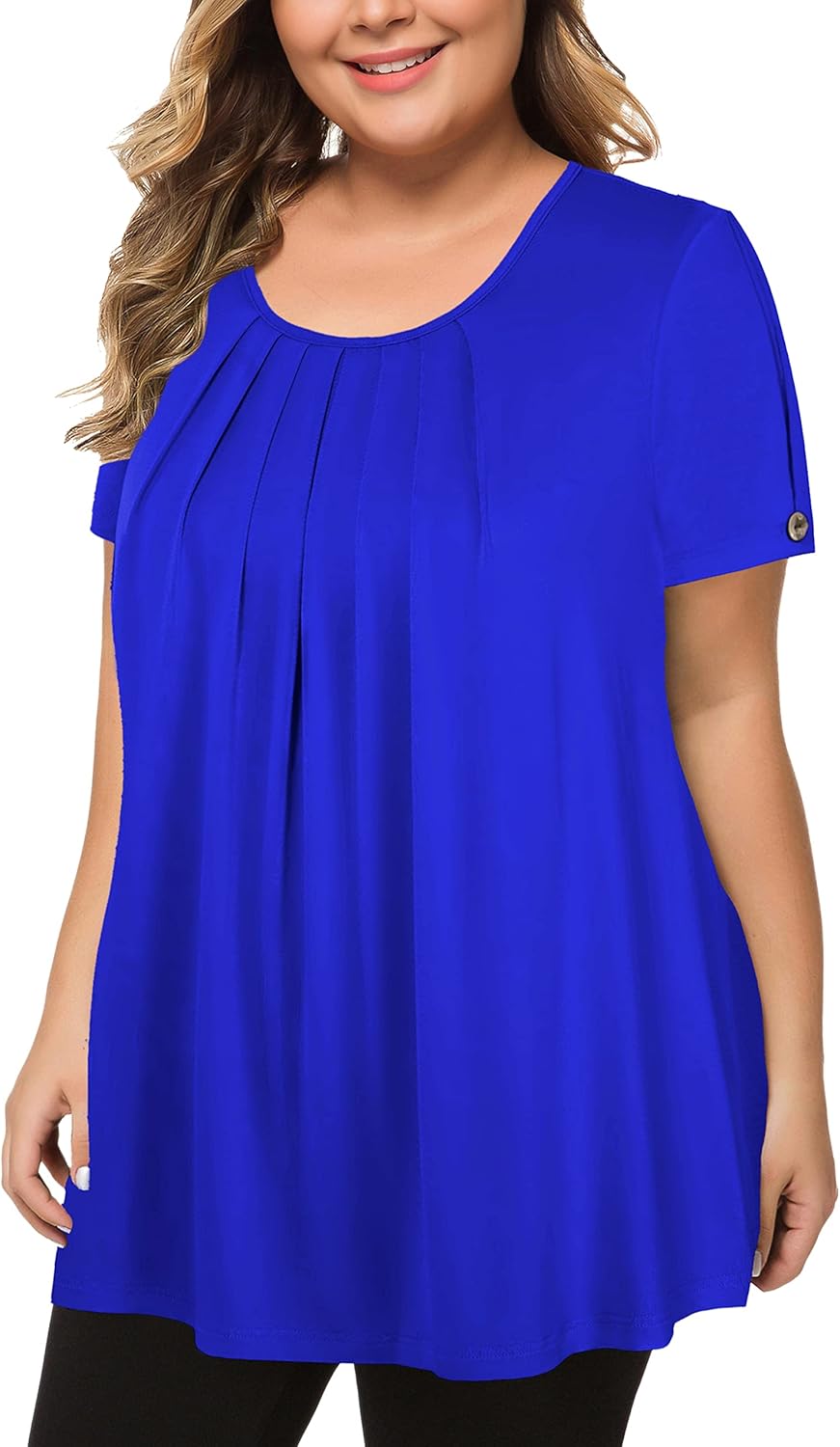 MANER Women's Plus Size Tops, Special Short Sleeve Flowy Shirts, Innovative Casu...