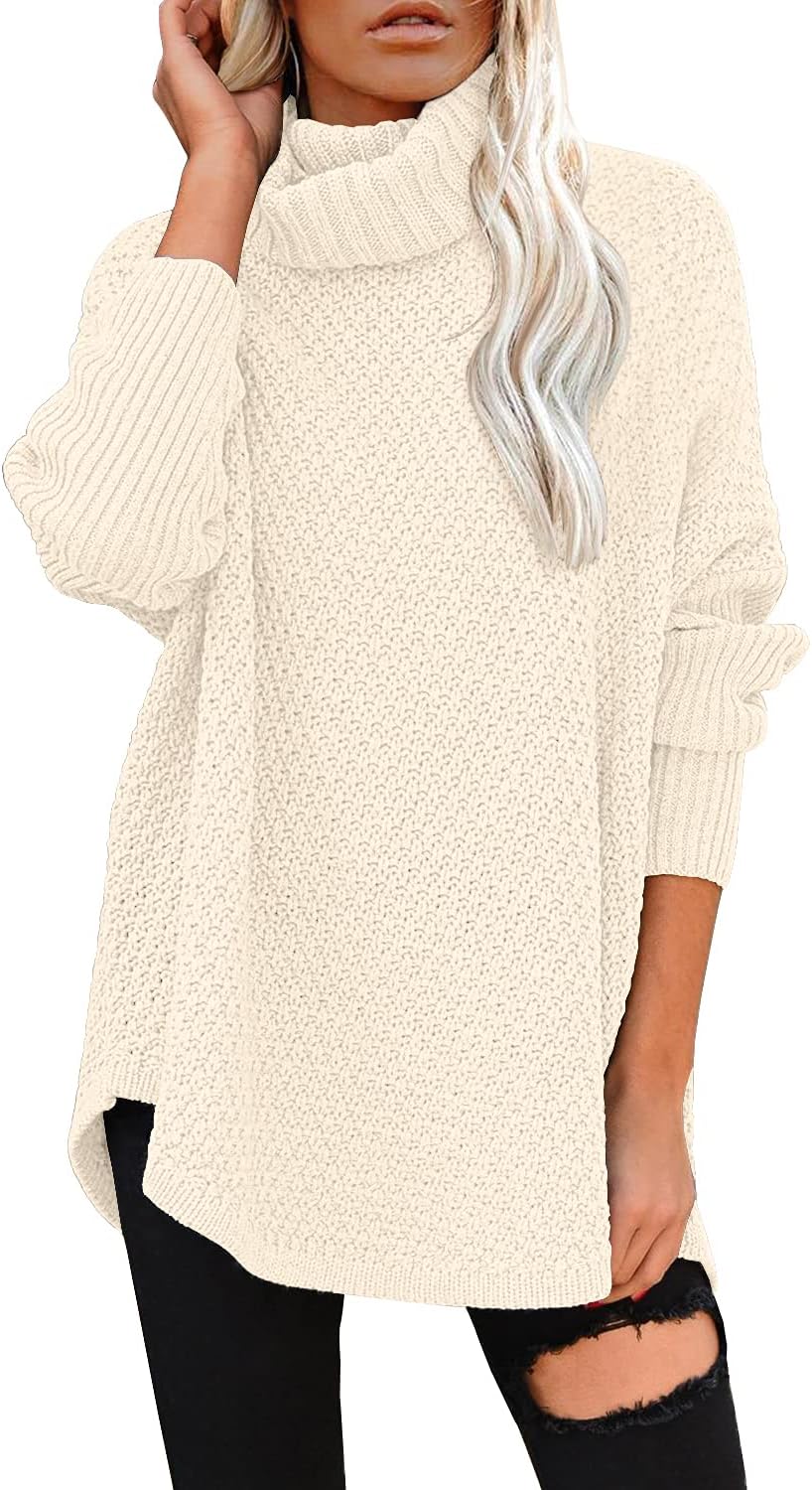 DOROSE Women's Oversized Turtleneck Long Sleeve Casual Pullover Knit Tunic Sweat...