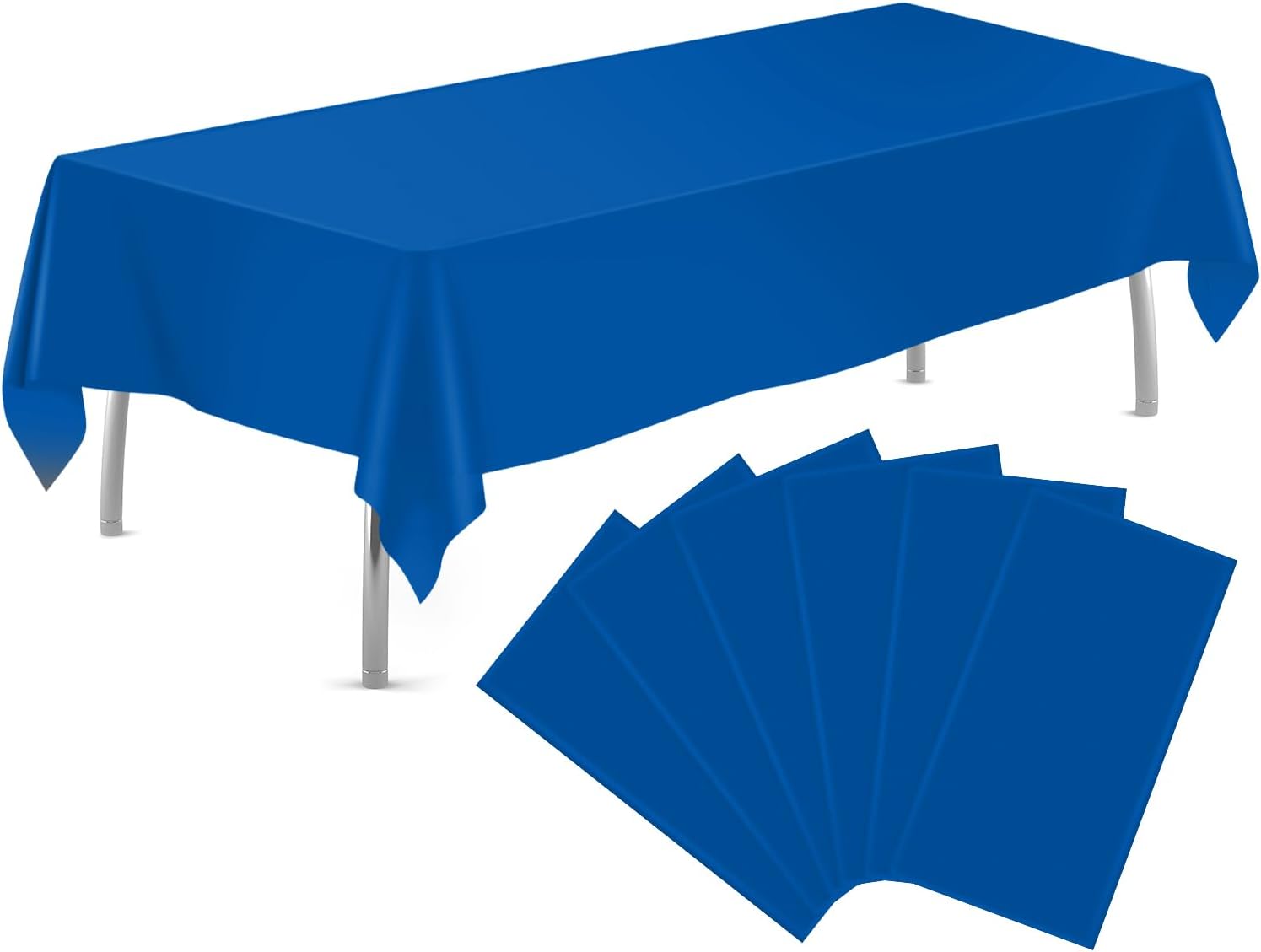 Royal Blue 6 Pack Plastic Table Cloth 54" x 108", Disposable Tablecloths Rectang...