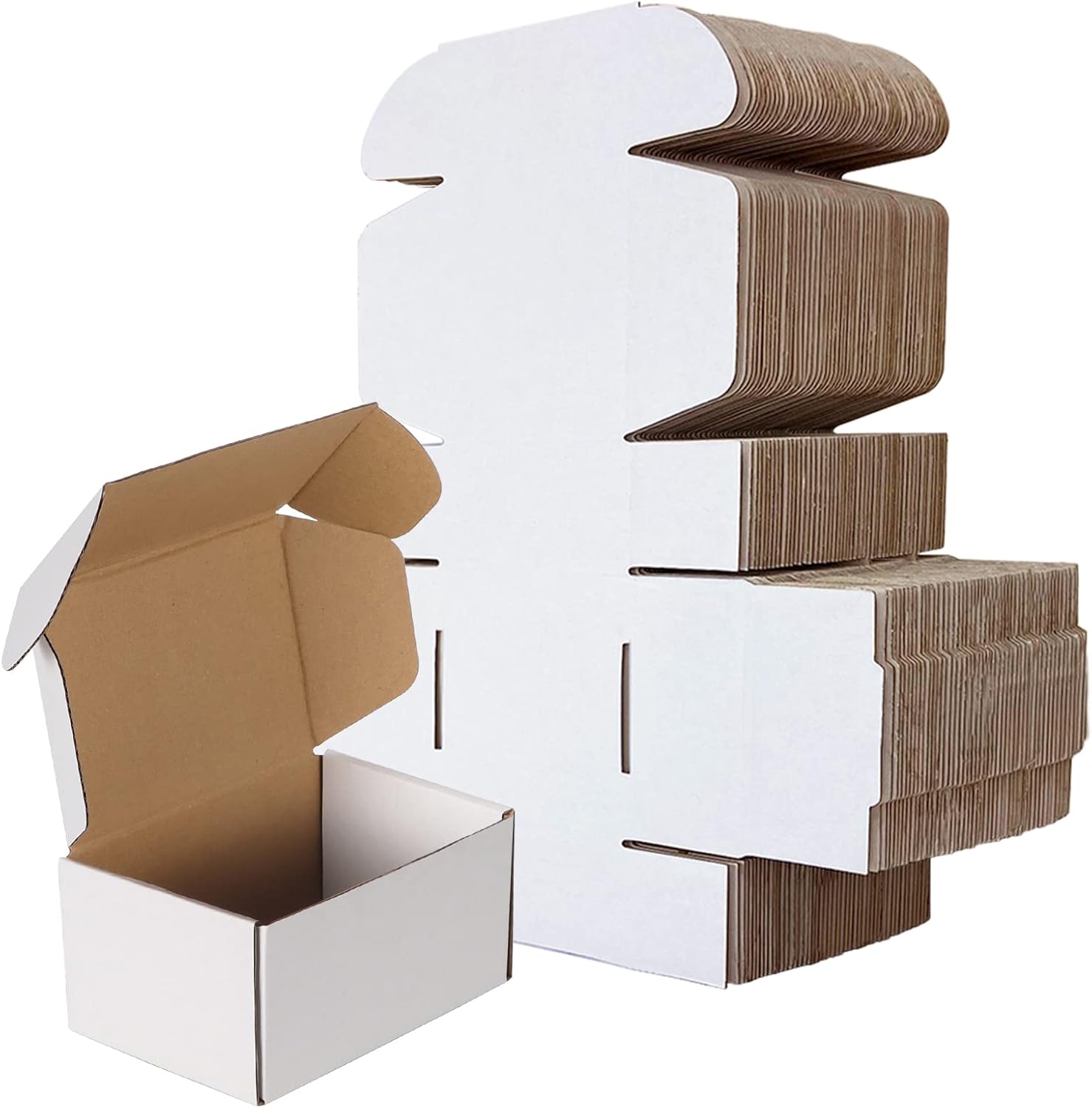 RLAVBL 6x4x3 Shipping Boxes Set of 50, White Small Corrugated Cardboard Box, Mai...