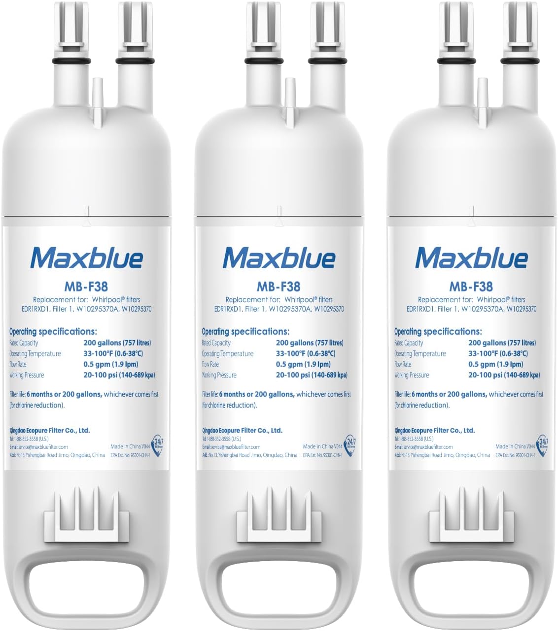 Maxblue W10295370A Replacement for Everydrop® Filter 1, Whirlpool® EDR1RXD1, EDR...