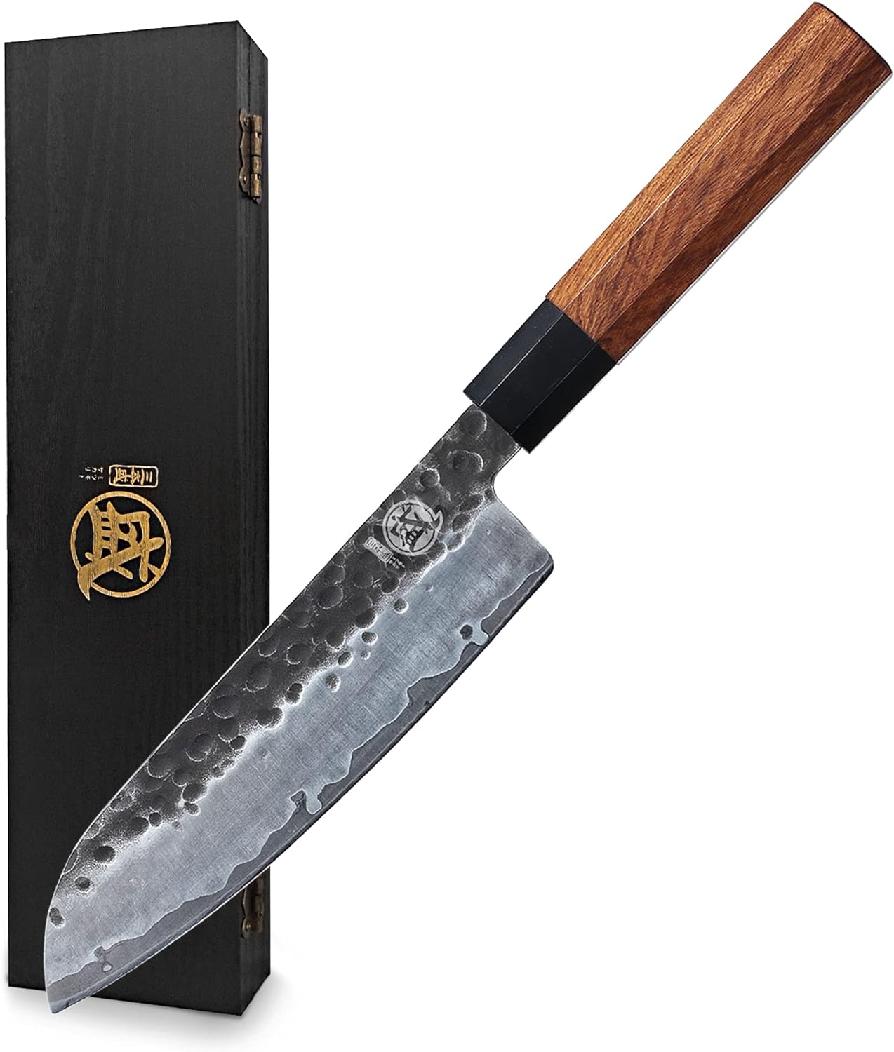 MITSUMOTO SAKARI 7 inch Japanese Santoku Chef Knife, High Carbon Stainless Steel...