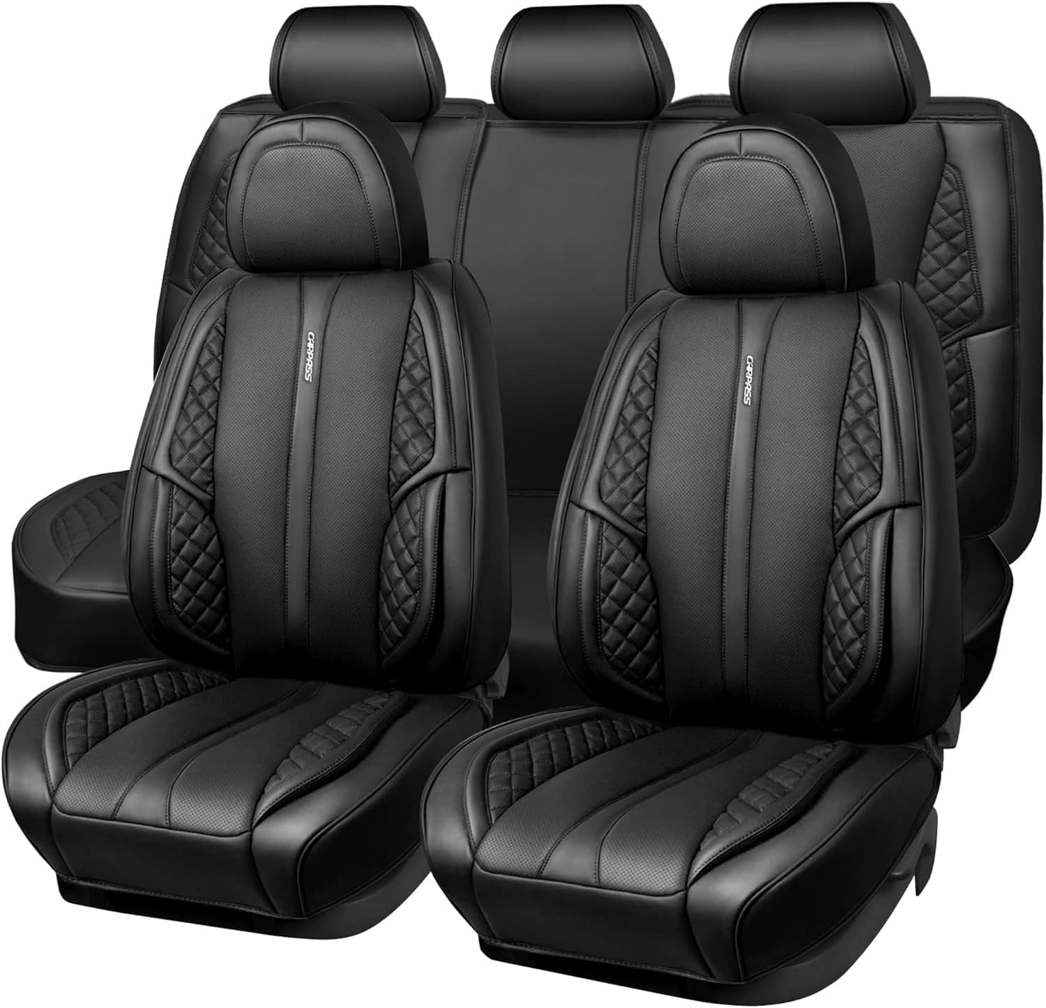 CAR PASS Nappa PU Leather Car Seat Covers Full Set Waterproof Protector Durable...