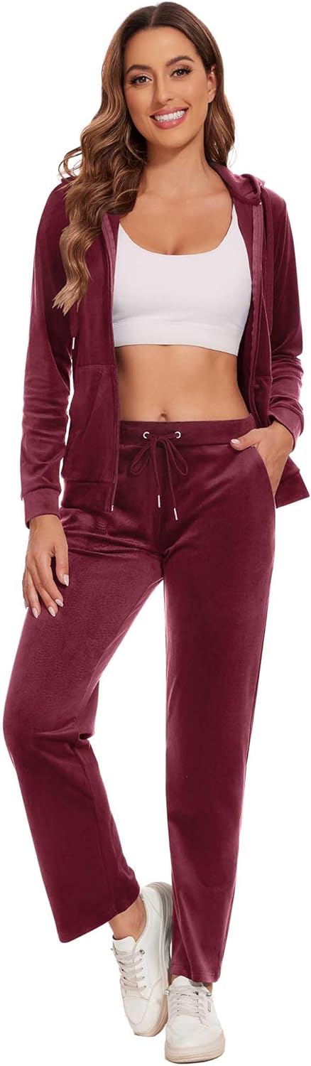 ROYAL MATRIX Women's Velour Tracksuit - 2 Pieces Velour Sweatsuits Velvet Track...