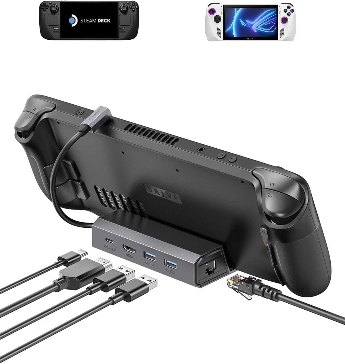 JSAUX Docking Station for Steam Deck/ROG Ally/Legion Go/MSI Claw, 5-in-1 Steam D...