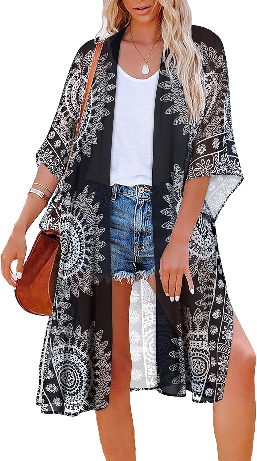 Women's Kimono Swimsuit Coverups, Special Summer Beach Casual Loose Cardigans, A...