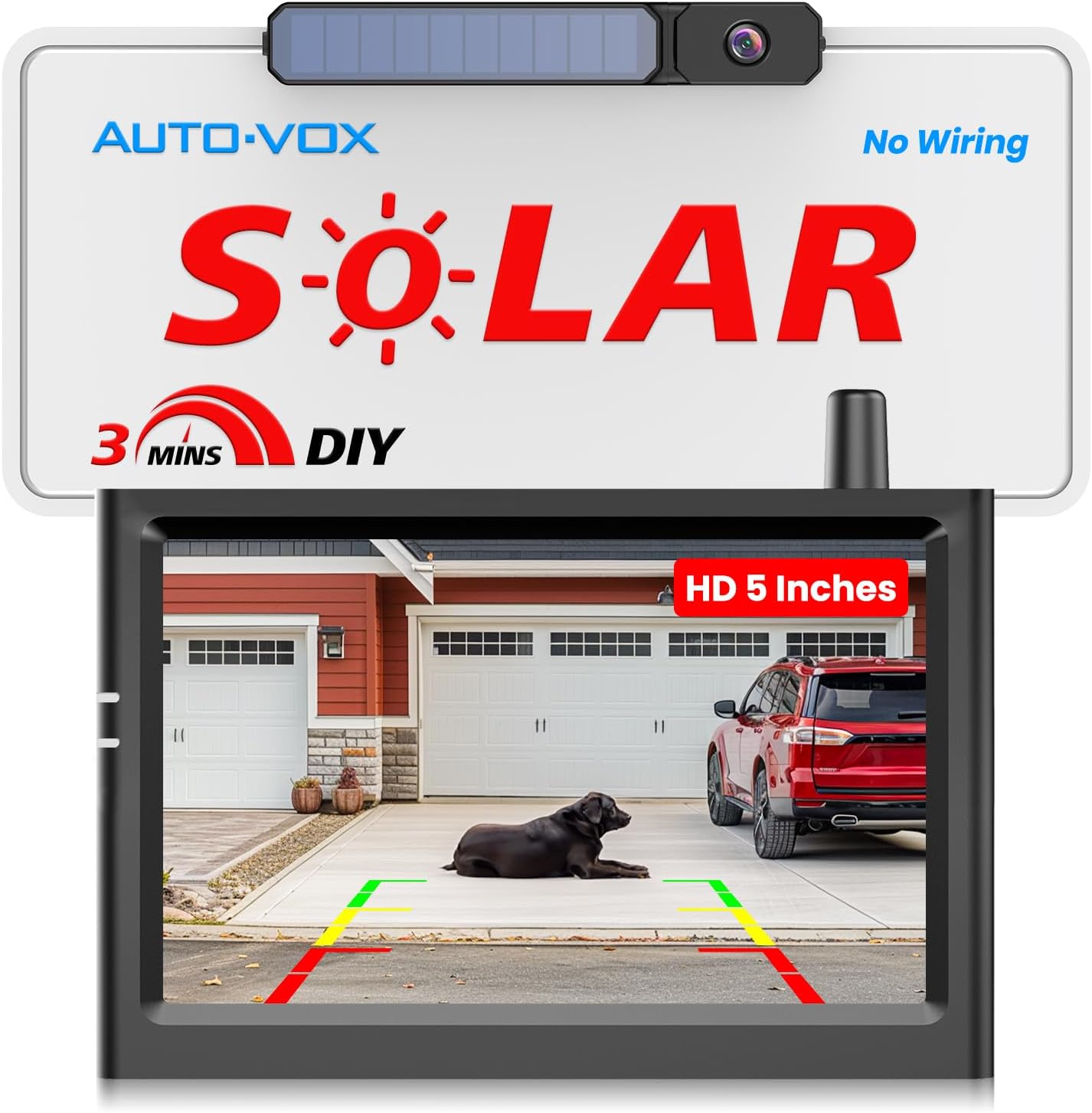 AUTO-VOX Solar Wireless Backup Camera with 5" HD Monitor: 3 Mins DIY Installatio...