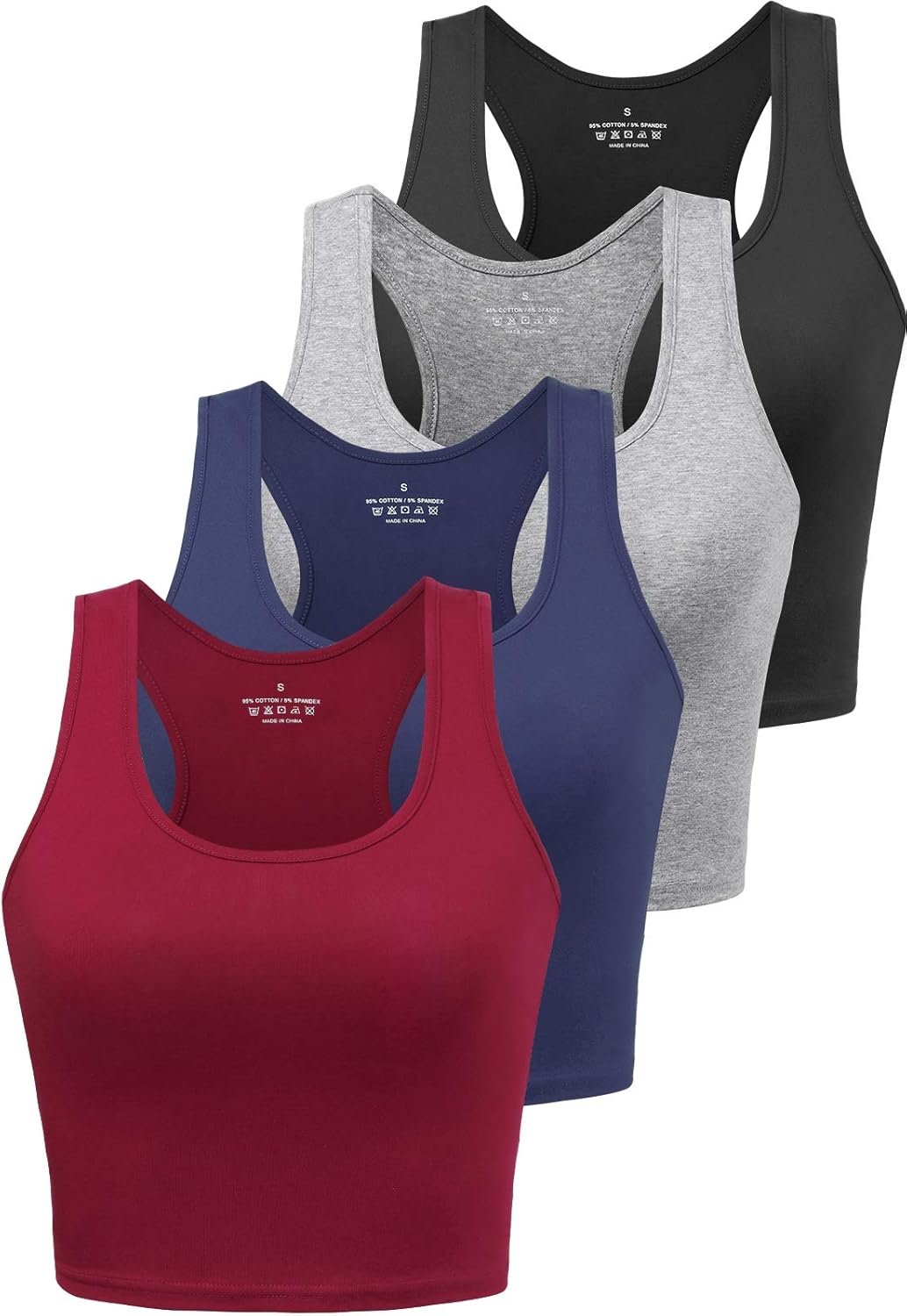 Cotton Workout Crop Tank Top for Women Racerback Yoga Tank Tops Athletic Sports...
