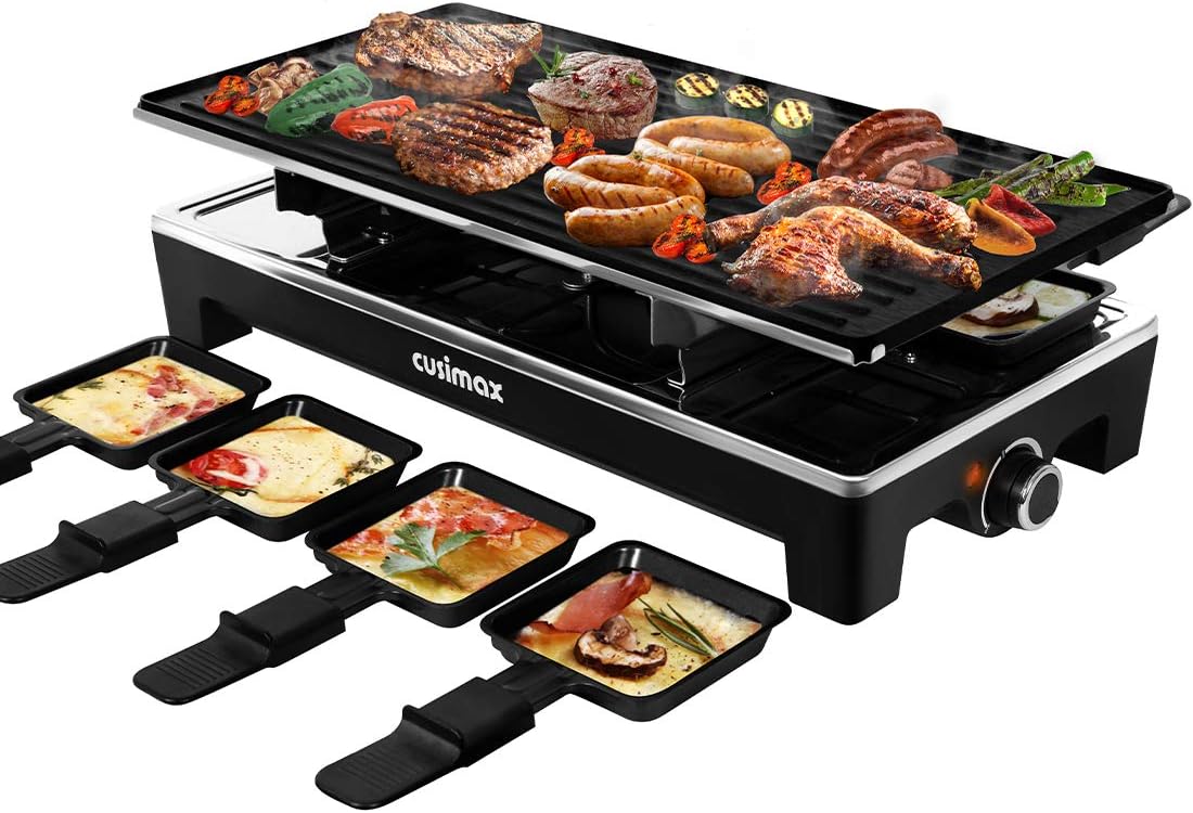 CUSIMAX Raclette Grill Electric Grill Table Portable 2 in 1 Korean BBQ Grill Ind...