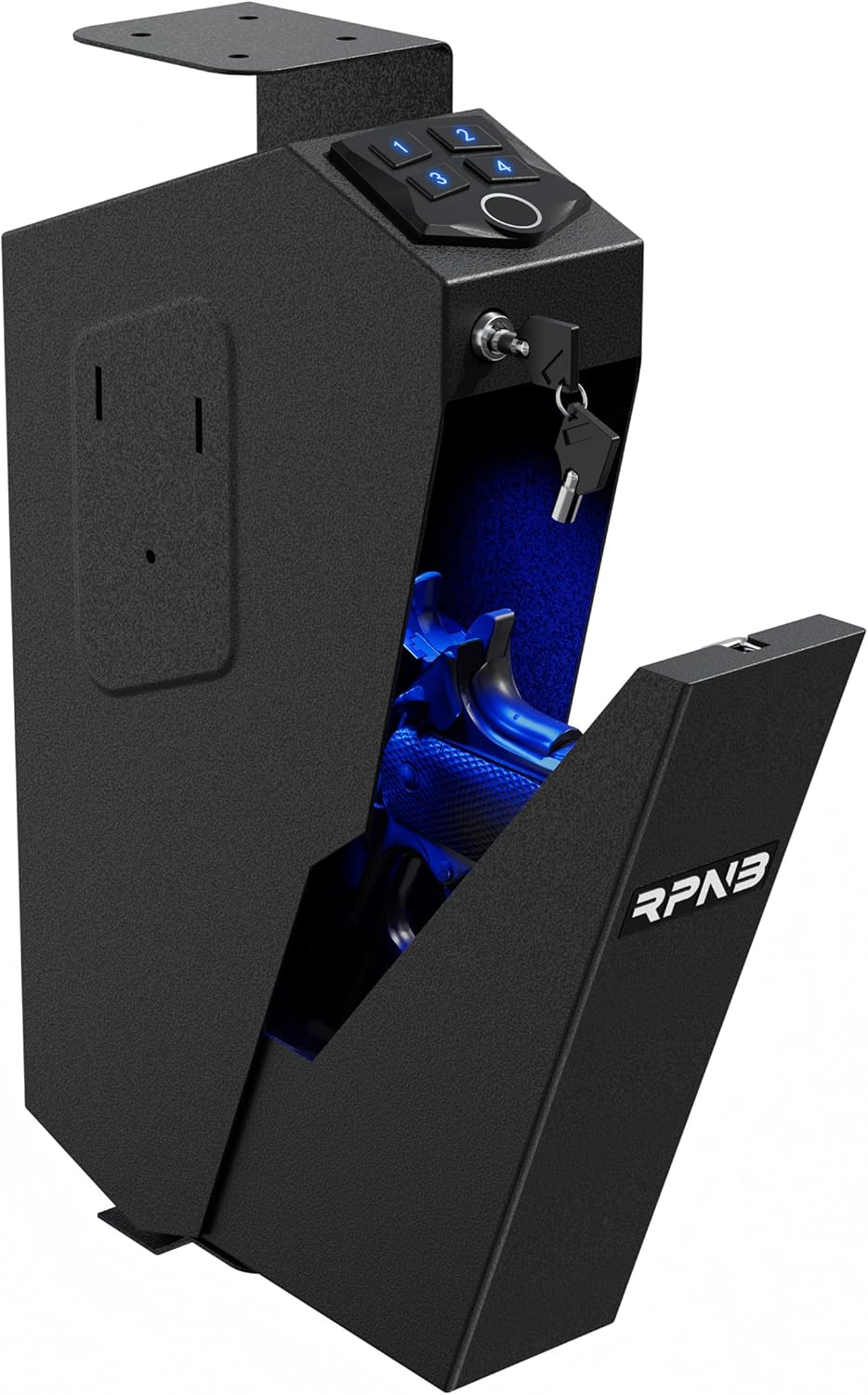 RPNB Mounted Gun Safe,California DOJ Certified Handgun Safe, Auto Open Lid Smart...