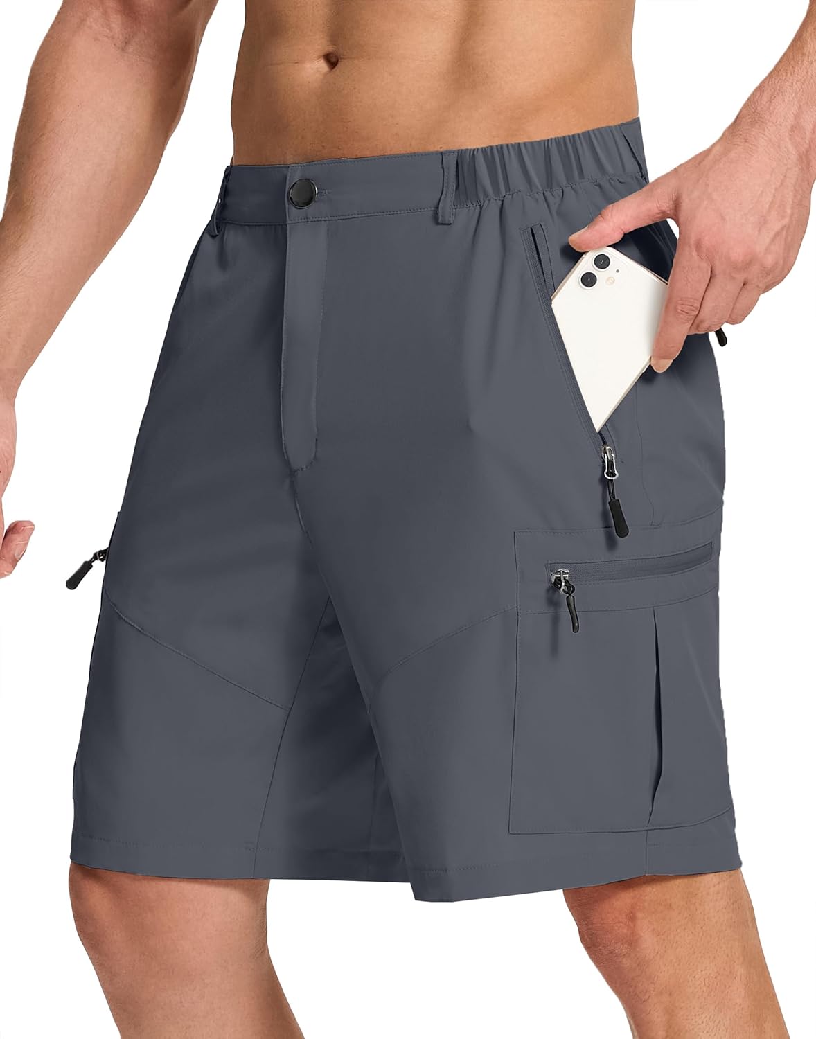 Mens Hiking Cargo Shorts with 6 Zipper Pockets 9" Quick-Dry Lightweight Short fo...
