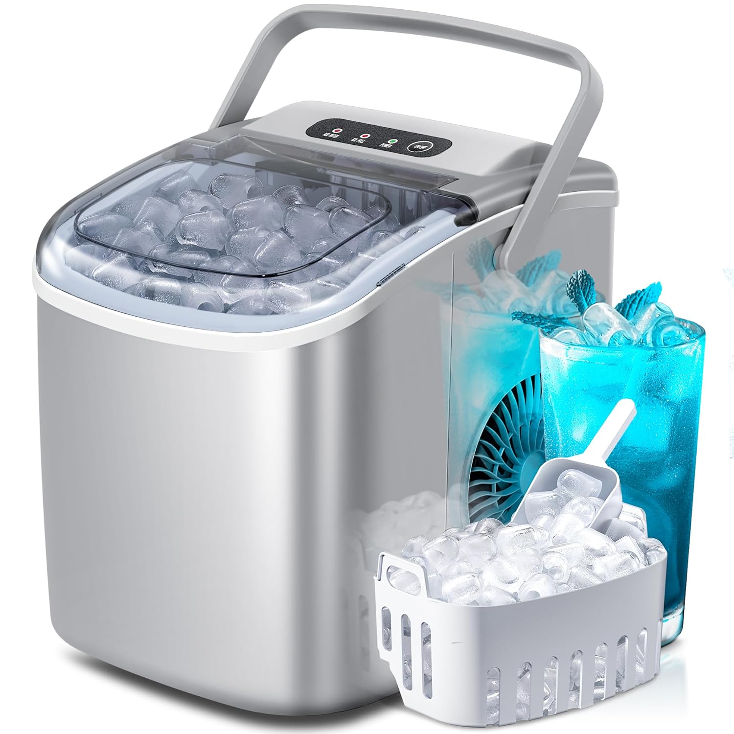 Portable Countertop Ice Maker Machine with Handle,...