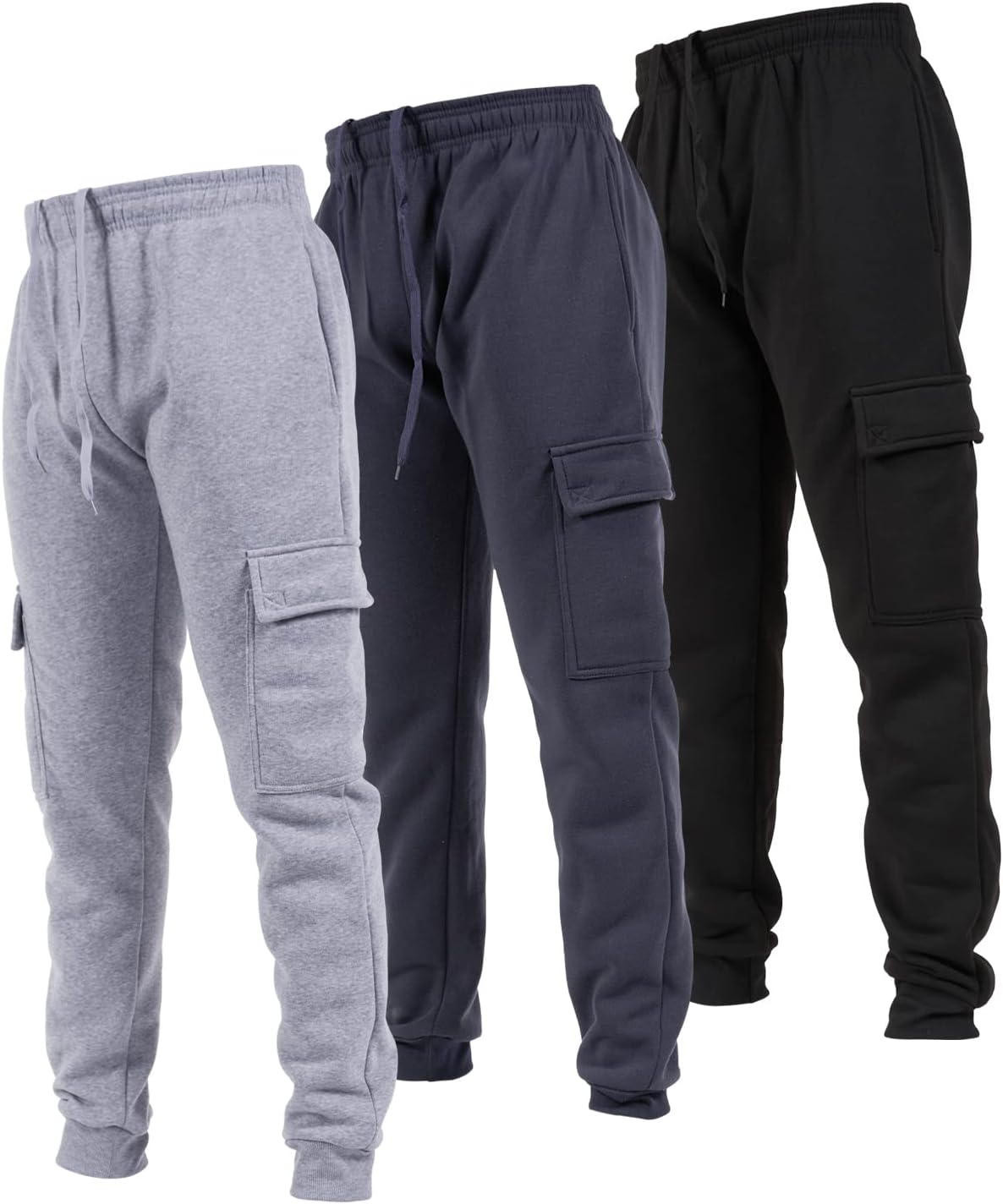 Ultra Performance 3 Pack Mens Sweatpants, Fleece Cargo Joggers for Men with Pock...