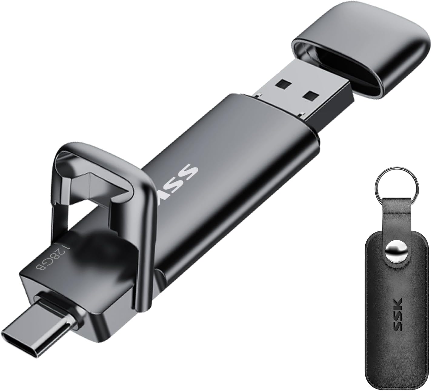 SSK 128GB Dual USB C Flash Drive,2-in-1 Type C+ USB A 3.2 Gen2 Solid State Thumb...