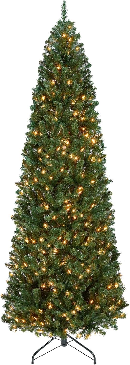 Yaheetech 7.5ft Pre-lit Kingswood Fir Pencil Artificial Hinged Christmas Tree Sk...