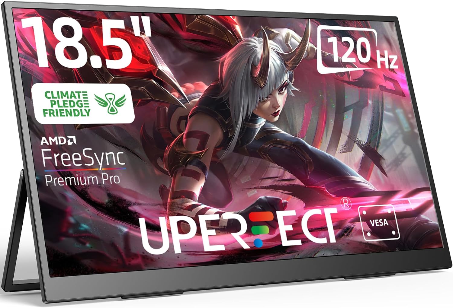 UPERFECT Portable Monitor 18.5 inch 120HZ 100% sRGB 1080P with VESA & Stand 180°...