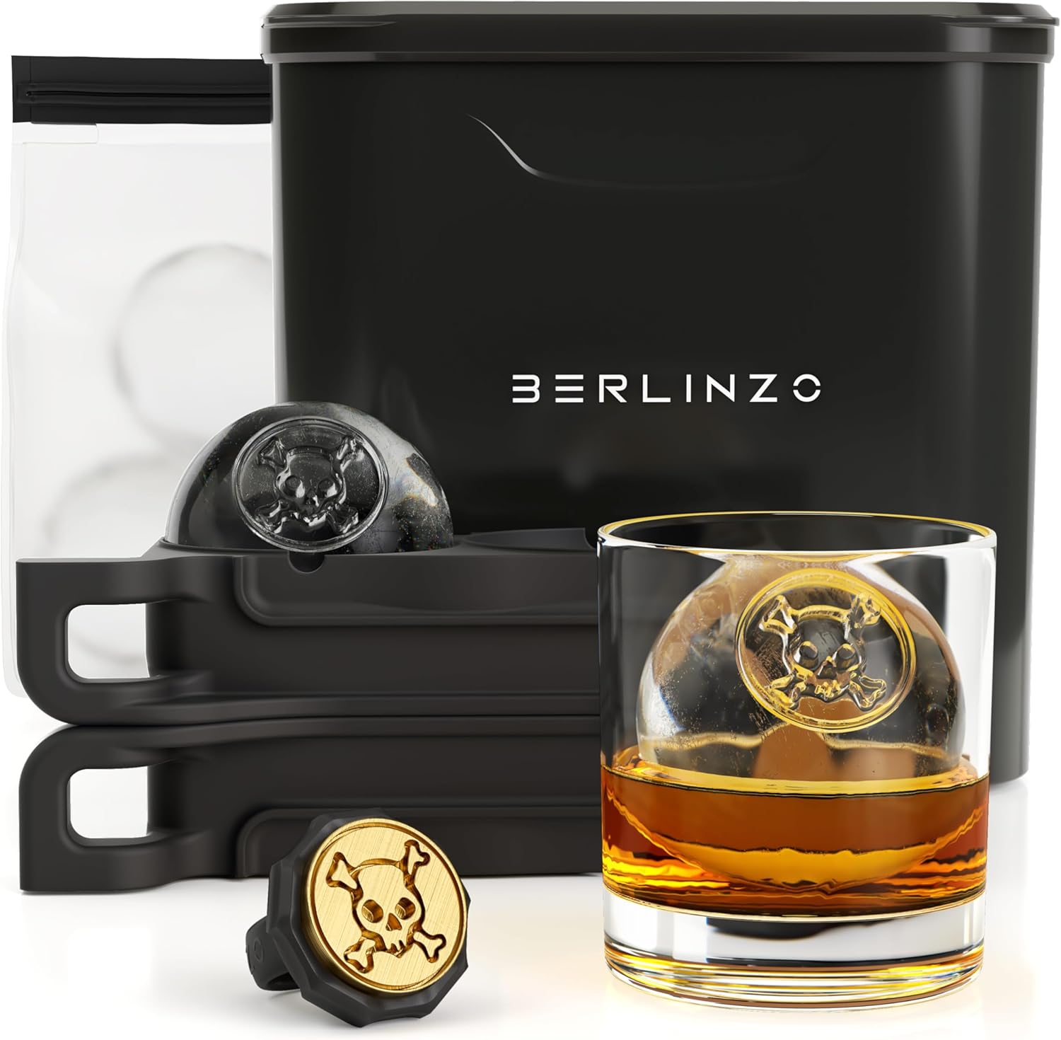 Berlinzo Premium Clear Ice Ball Maker - 2 Large 2.4" Crystal Clear Ice Balls for...