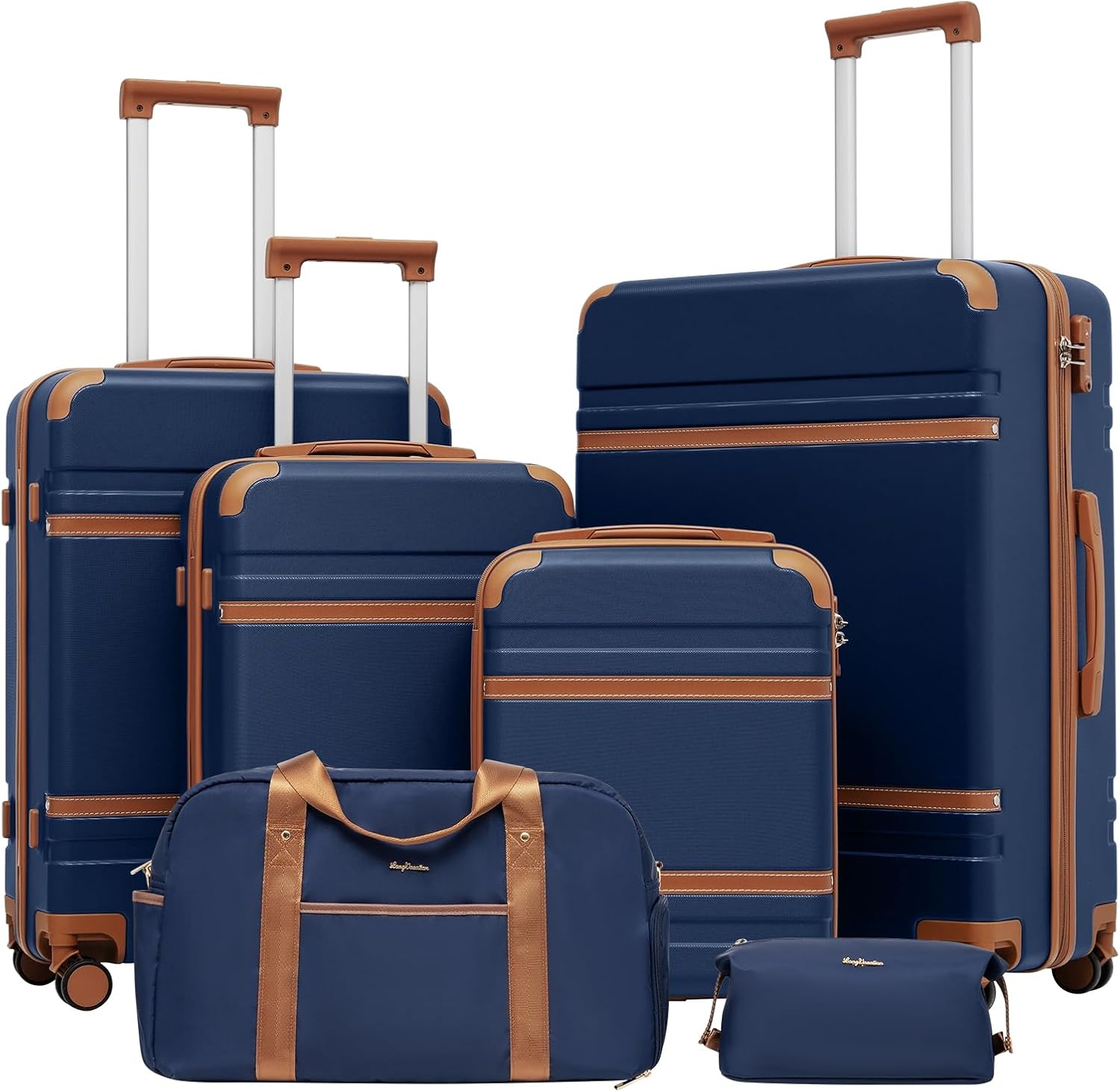 LONG VACATION Luggage Set 4 Piece Luggage ABS Carry on Suitcase Hardside Luggage...