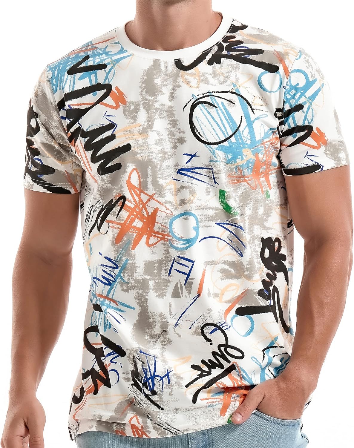 YININF Mens Hipster Hip Hop Short Sleeve Print T-Shirt Shirts Men X-Large White