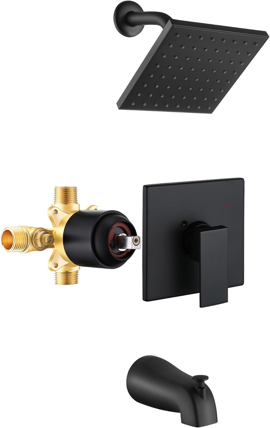 Esnbia Tub Shower Faucet Set (Valve Included) with 6-Inch Rain Shower Head and T...