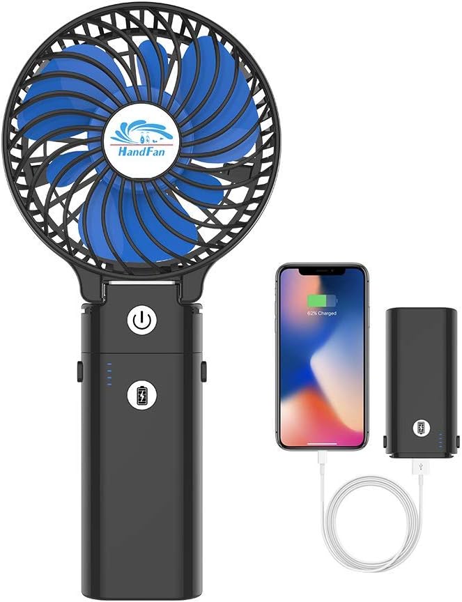HandFan Portable Handheld Fan with Power Bank, 2 IN 1 Hand Fan, 5200mAh Recharge...