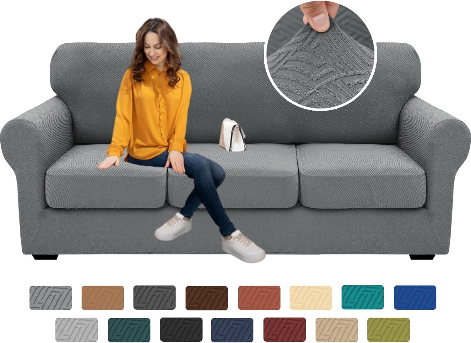 XINEAGE 2024 Newest 4 Pieces Couch Covers for 3 Cushion Couch Super Stretch Thic...