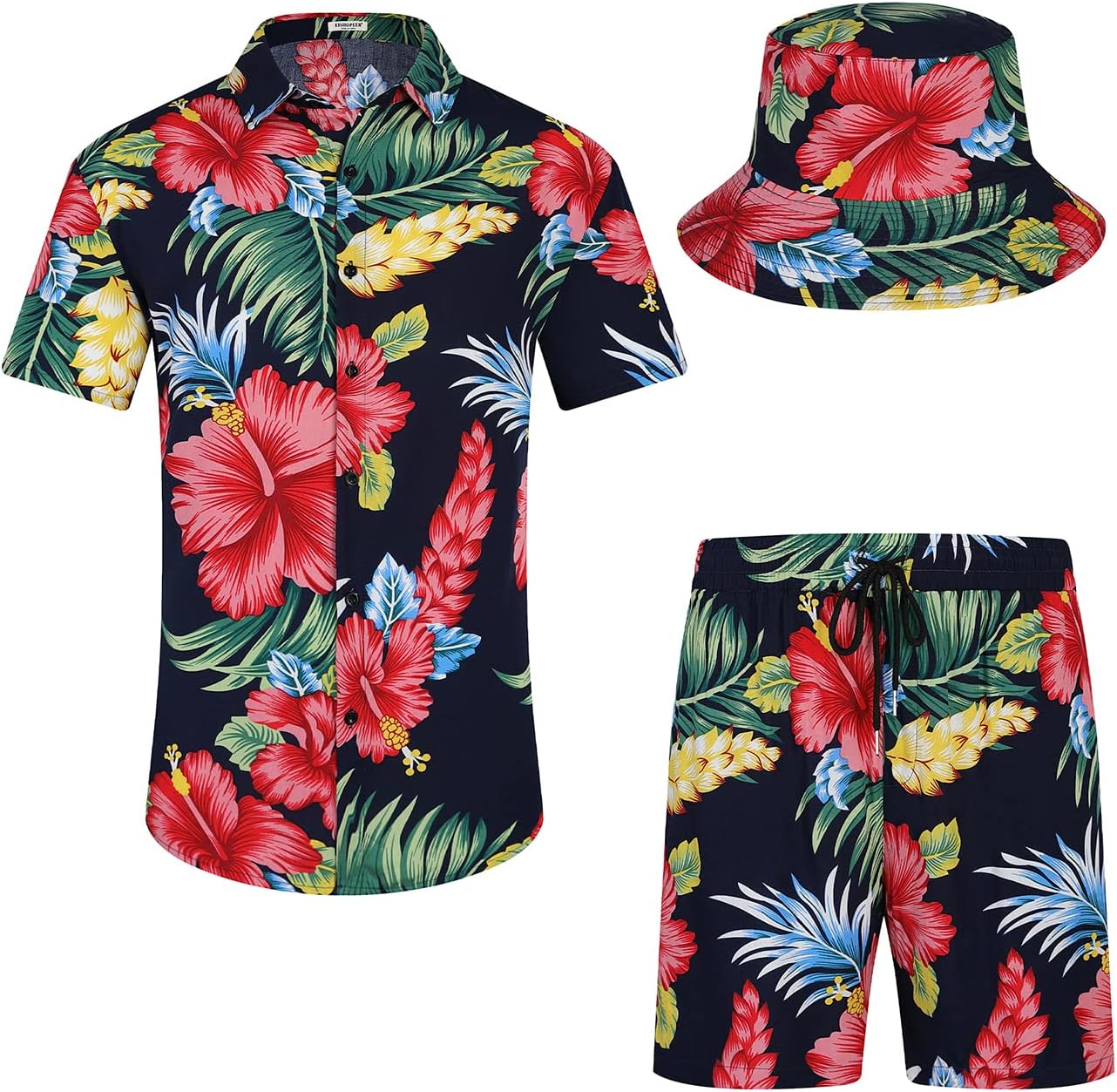 EISHOPEER Men's Flower Hawaiian Sets Casual Short Sleeve Shirt and Shorts Suits...