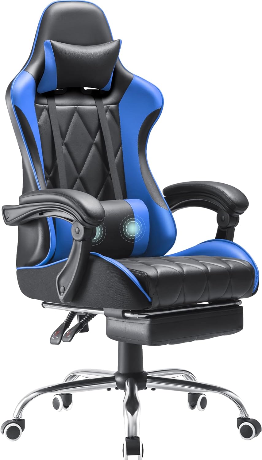 Homall Gaming Chair, Computer Chair with Footrest and Massage Lumbar Support, Er...