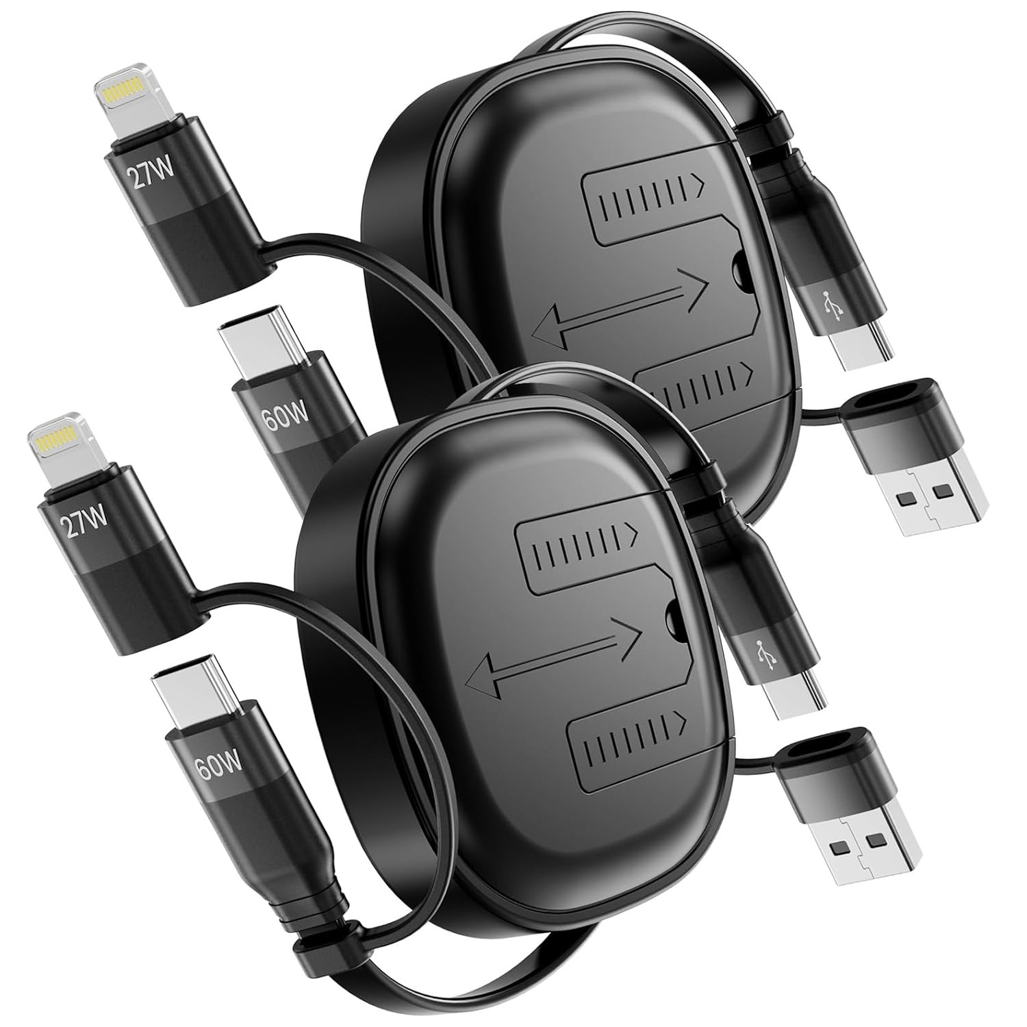 Multi Charging Cable, Unique 2Pack 5 in 1 Retractable Lightning Charger Cable, H...