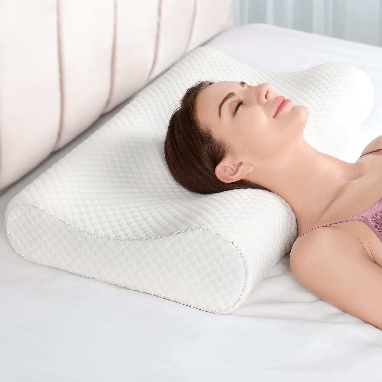 AM AEROMAX 32" King Size Contour Memory Foam Pillow, Cervical Pillow for Neck Pa...