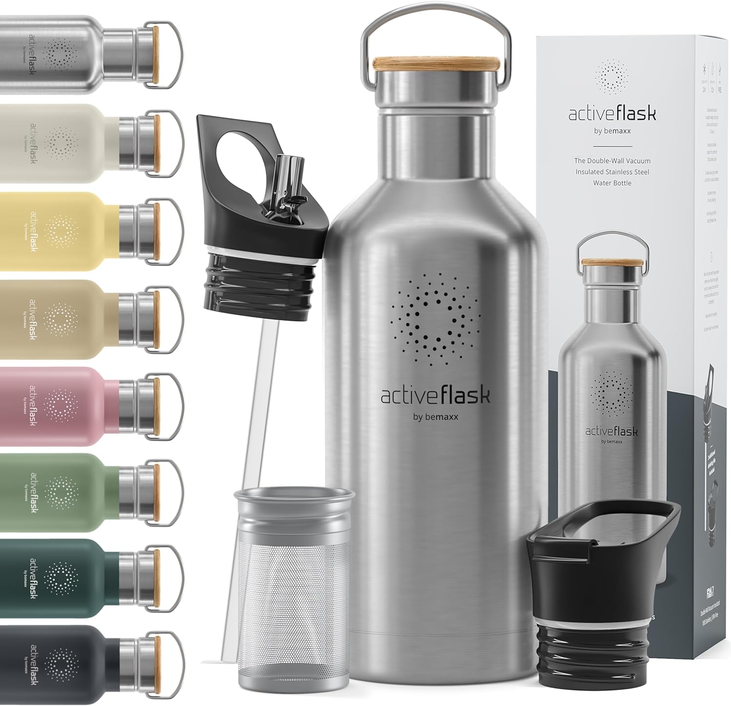 Stainless Steel Water Bottle, Innovative Water Bottle with Straw, Unique Water B...
