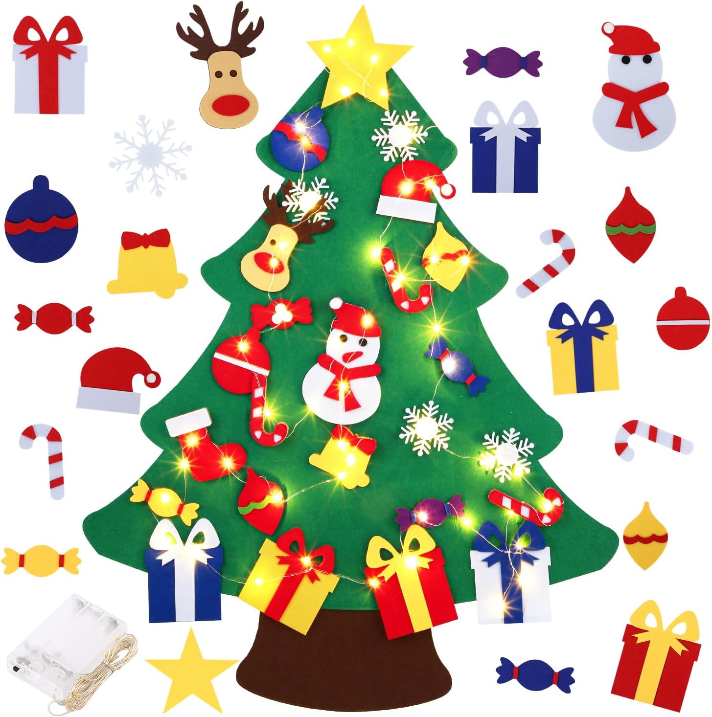 3FT DIY Felt Christmas Tree for Kids, Special Wall Hanging Xmas Gifts Christmas...