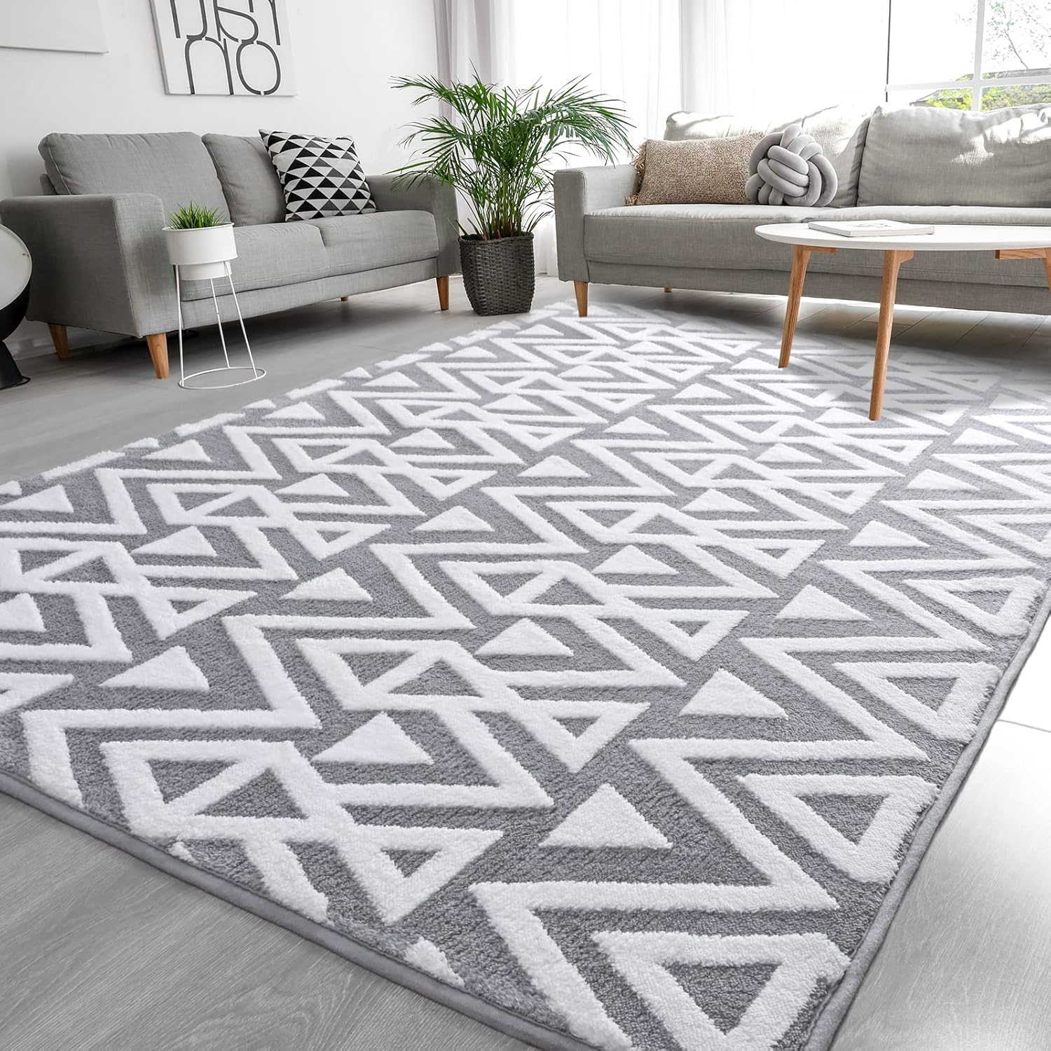 Ompaa Ultra Soft Shaggy Rugs Memory Foam Bedroom Carpet, Grey 7 x 10 Feet Large,...