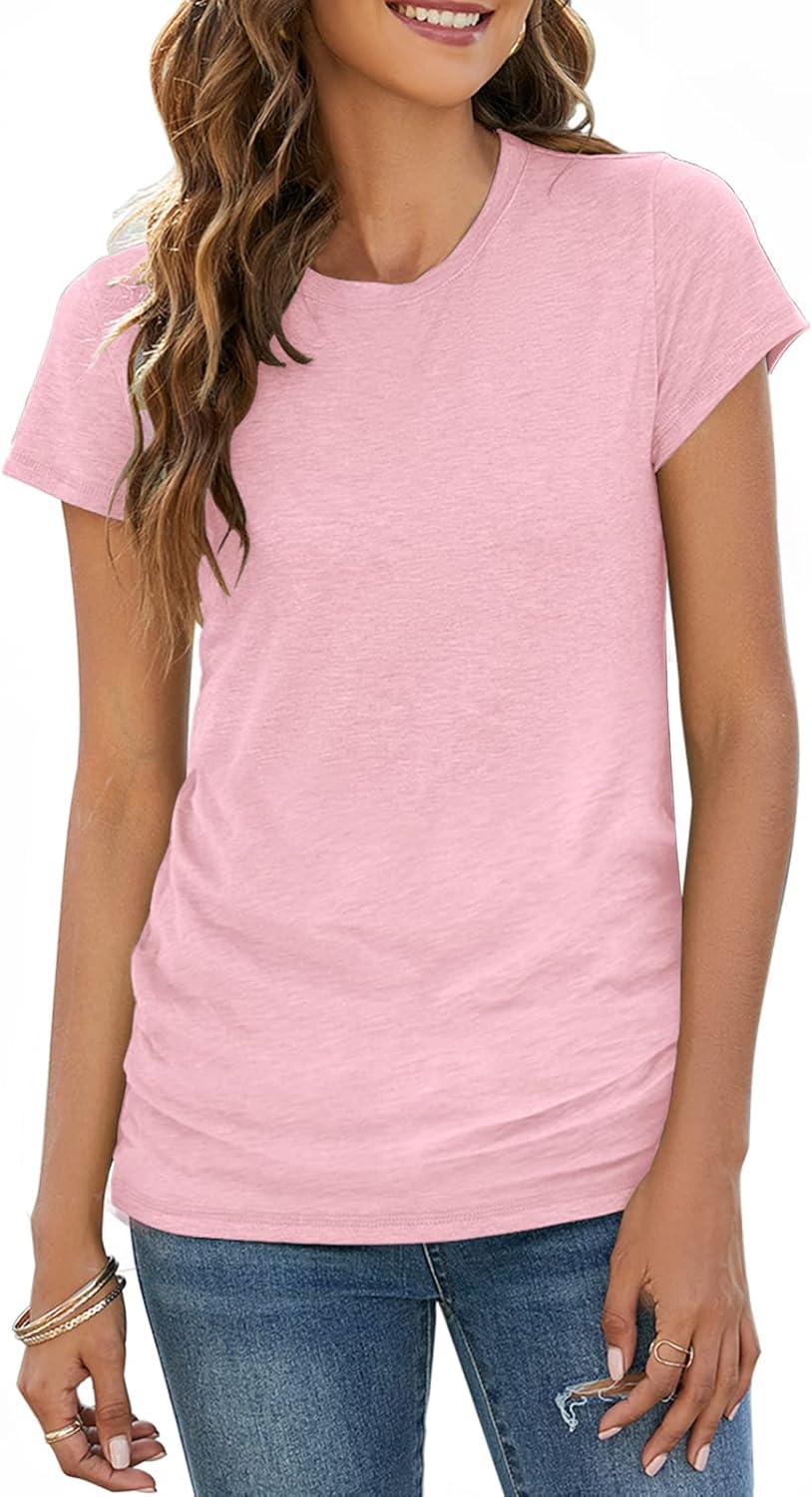 Sherosa Womens T Shirts Short Sleeve Crew Neck Shirts Basic Tee Tops Blouse Smal...