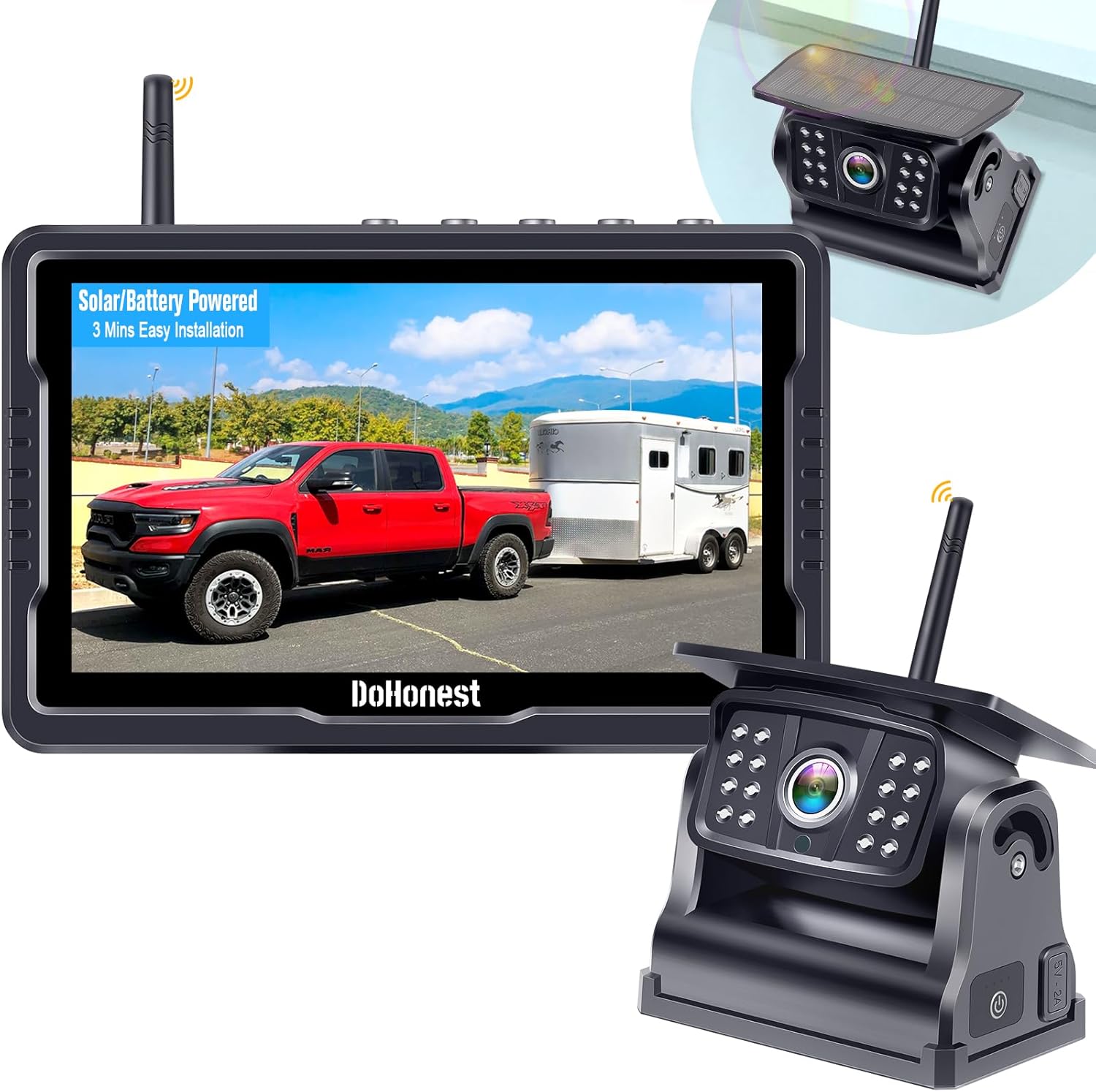 Wireless Backup Camera Solar Magnetic: Portable Cordless Scratch-Proof Truck Tra...