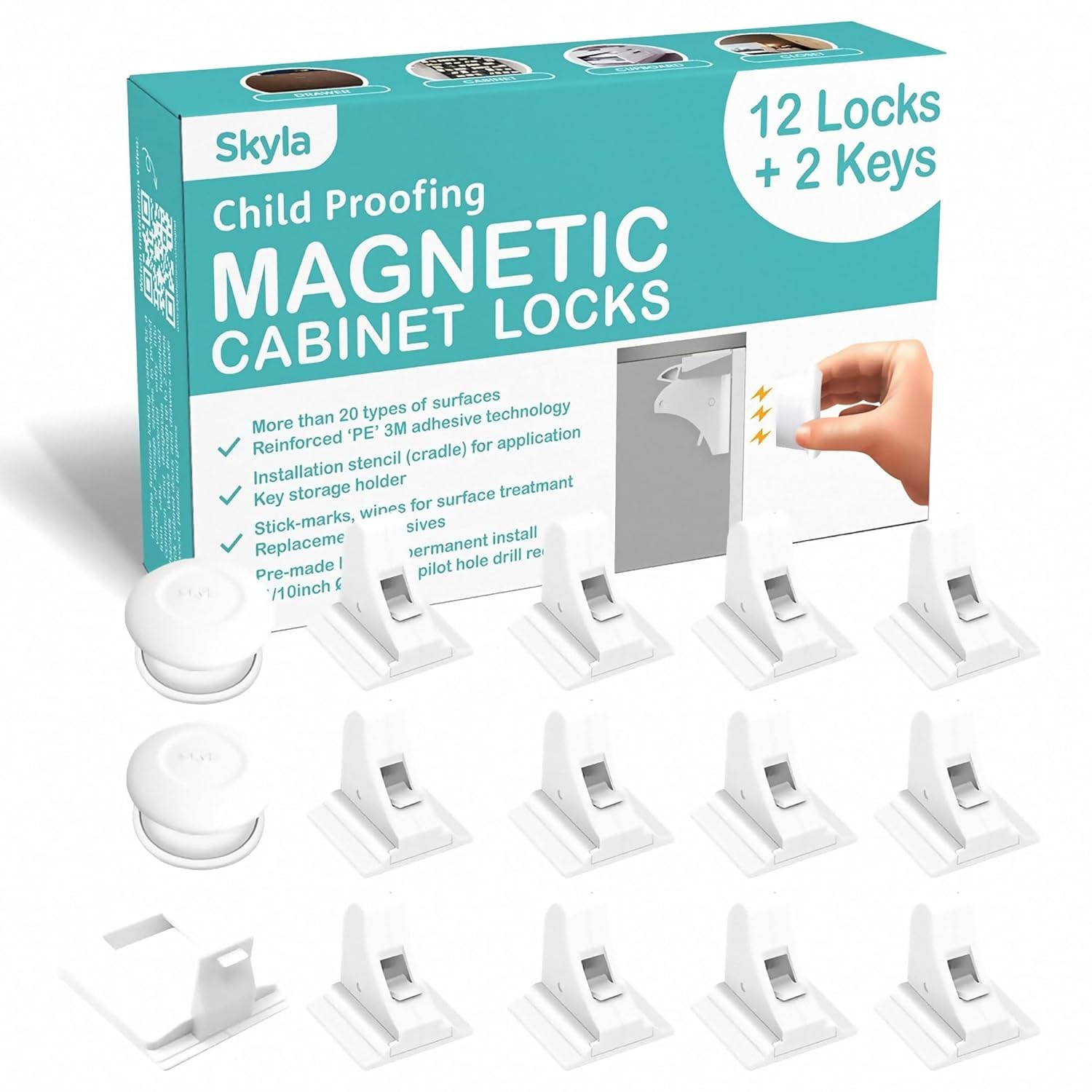Skyla Homes Magnetic Cabinet Locks Baby Proofing Child Safety - The Safest Quick...