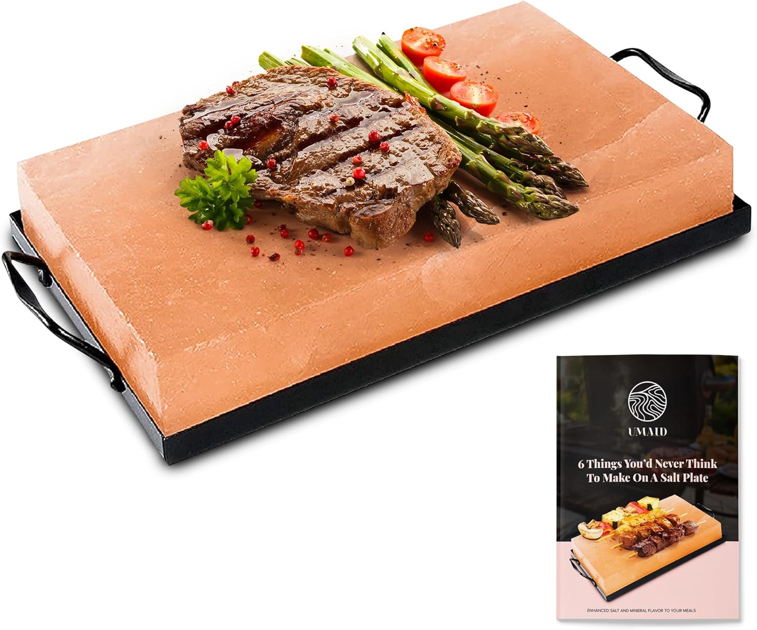 UMAID Himalayan Salt Block Cooking Plate 12x8x1.5 for Cooking, Grilling, Cutting...