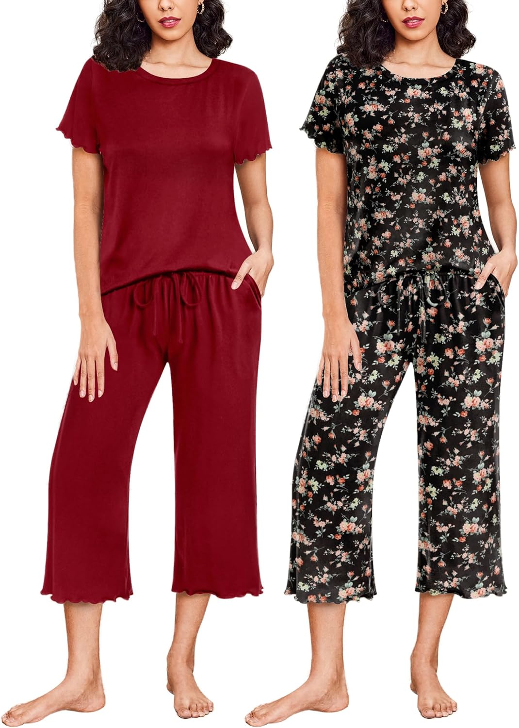 Ekouaer Pajamas Set, Special Women's Sleepwear With Short Sleeve, Innovative Sof...
