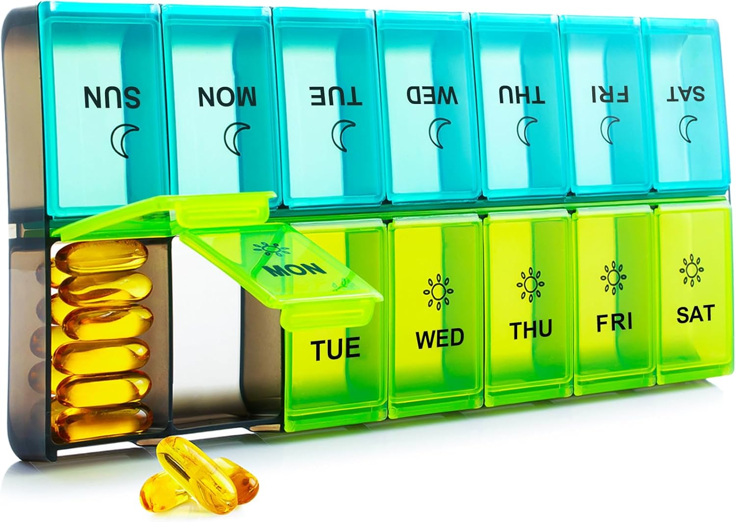 Mossime Weekly Pill Box 7-Day: Large Pill Boxes 7 Day 2 Times A Day Daily Pill O...