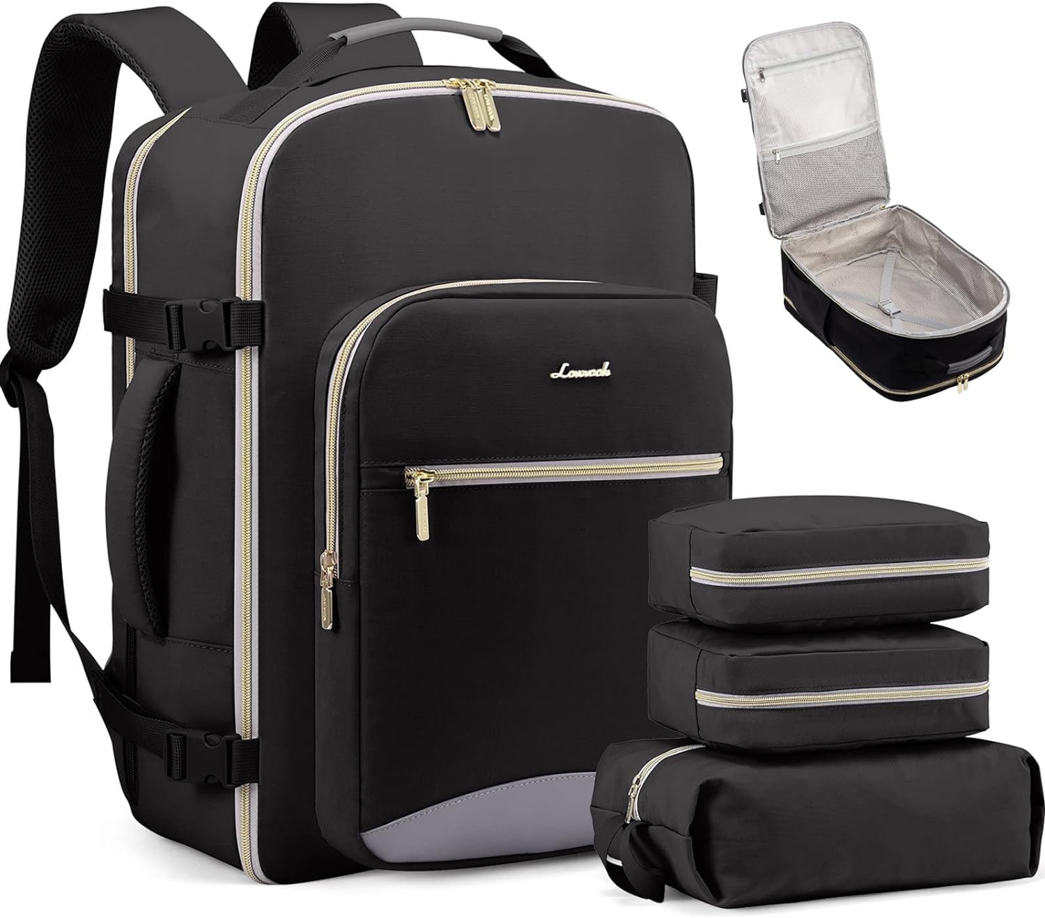 LOVEVOOK Carry On Backpack Women Men as Personal Item Flight Approved, 40L Lugga...