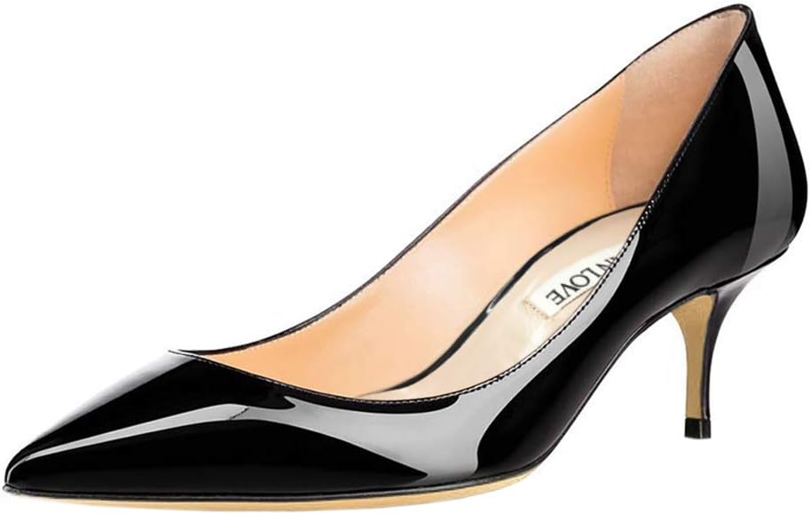 JOY IN LOVE Women's Shoes Low Heels Pointy Toe Kitten Heel Daily Pumps 8 Patent-...