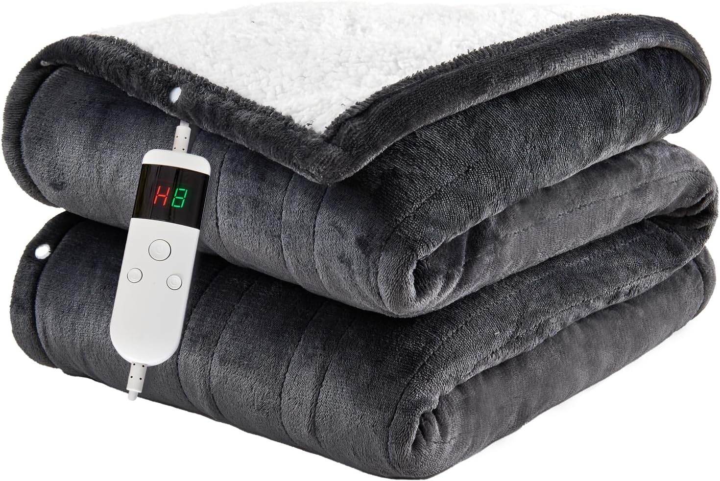 Electric Blanket Heated Throw, Soft Flannel Heating Blanket with 8 Hours Auto Of...